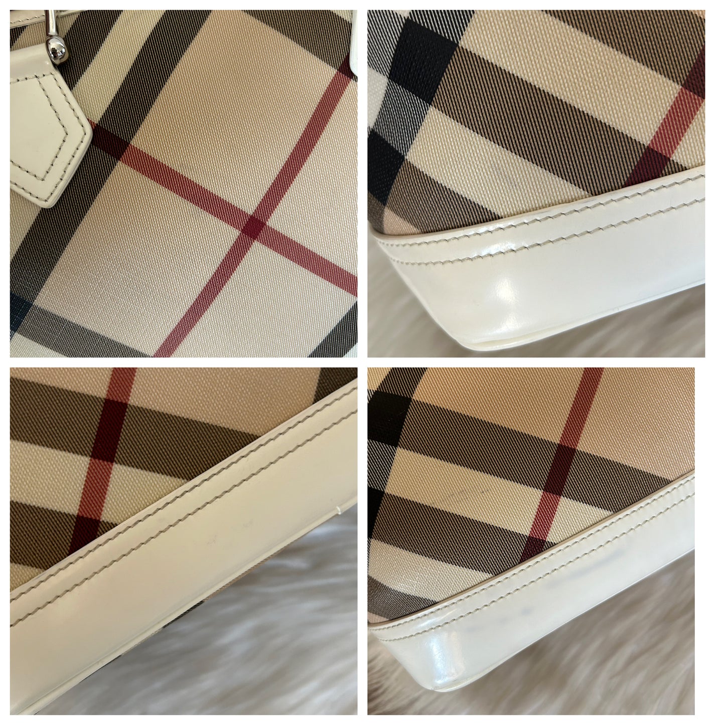 Burberry tote Check e vernice bianca