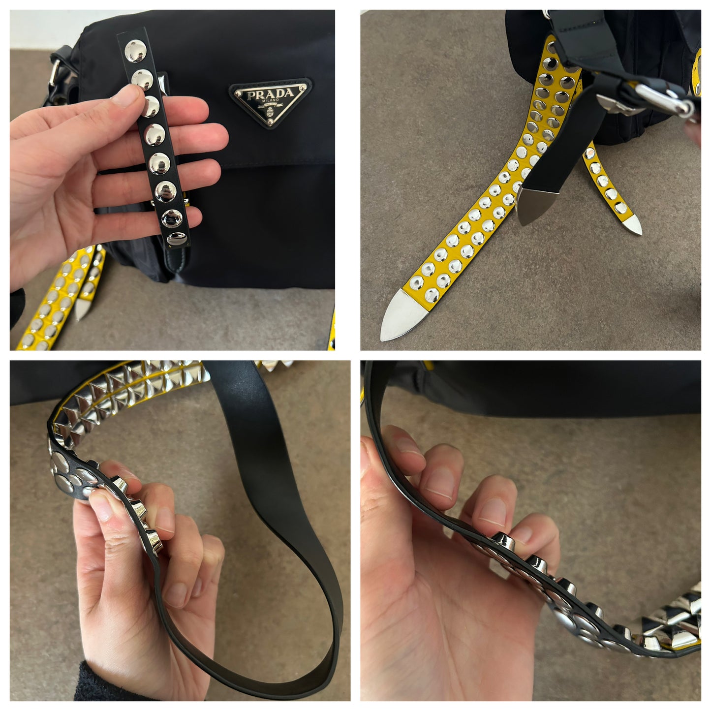 Prada tela vela con borchie rarissima