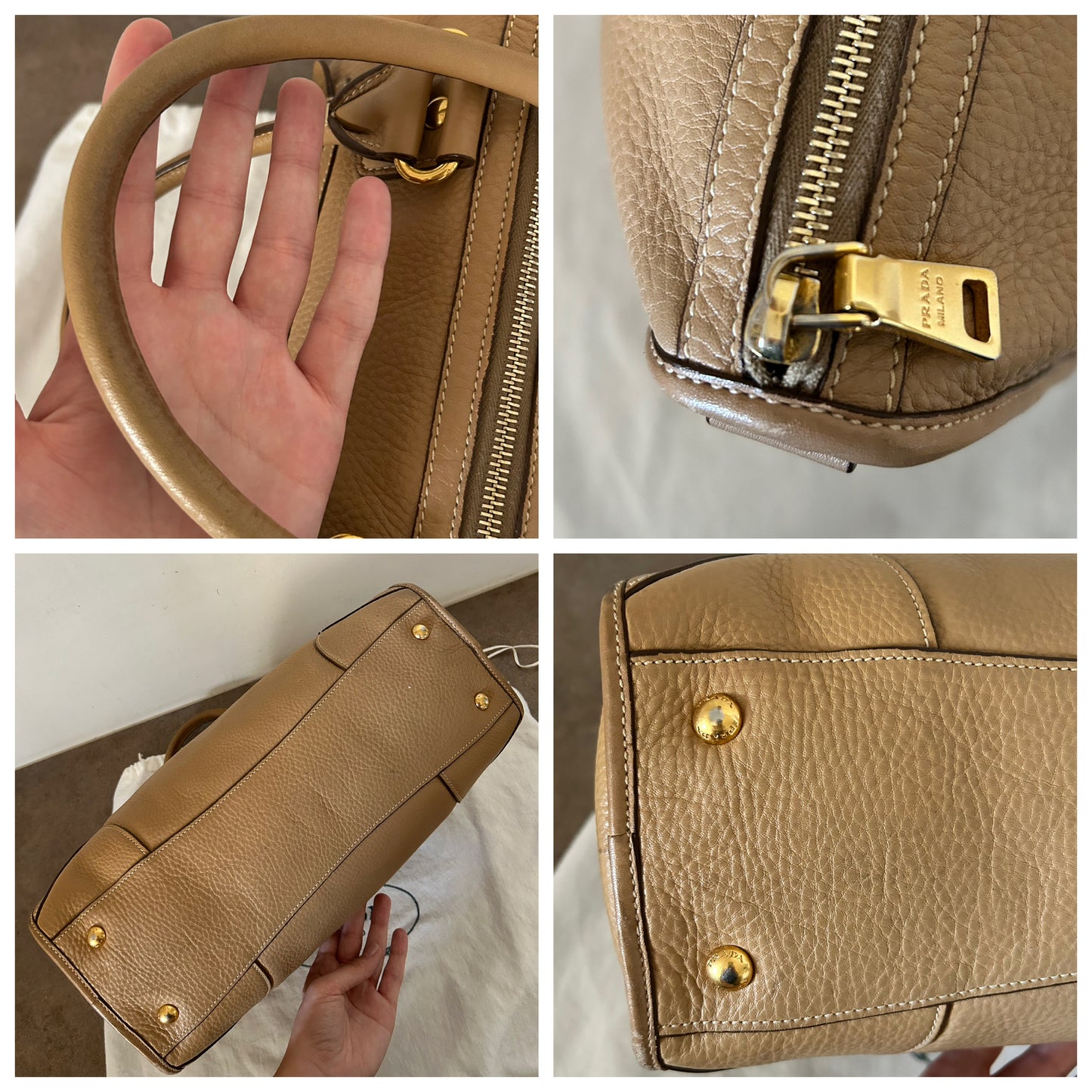 Prada bauletto in pelle beige
