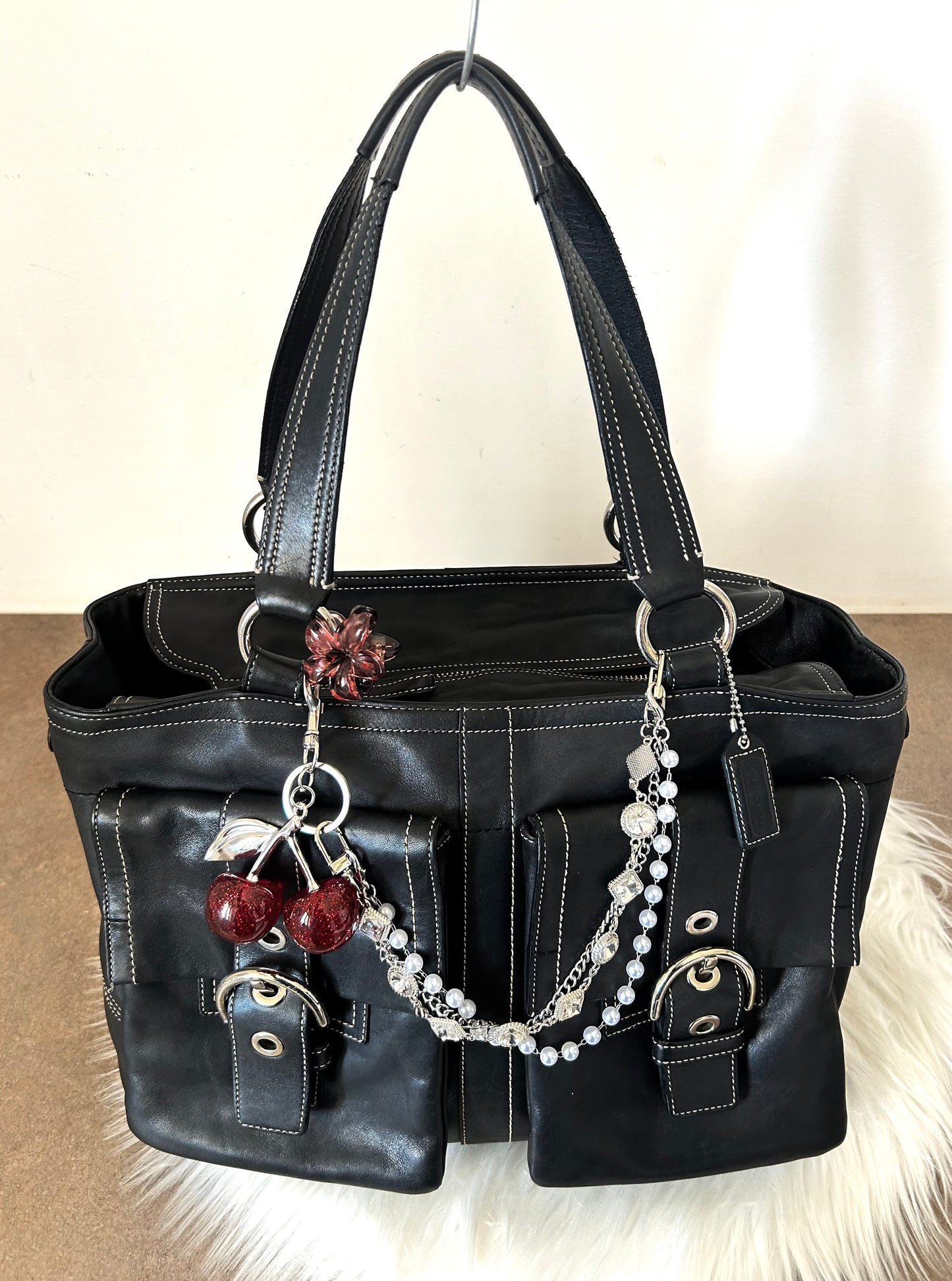 Coach tote bag vintage in pelle nera