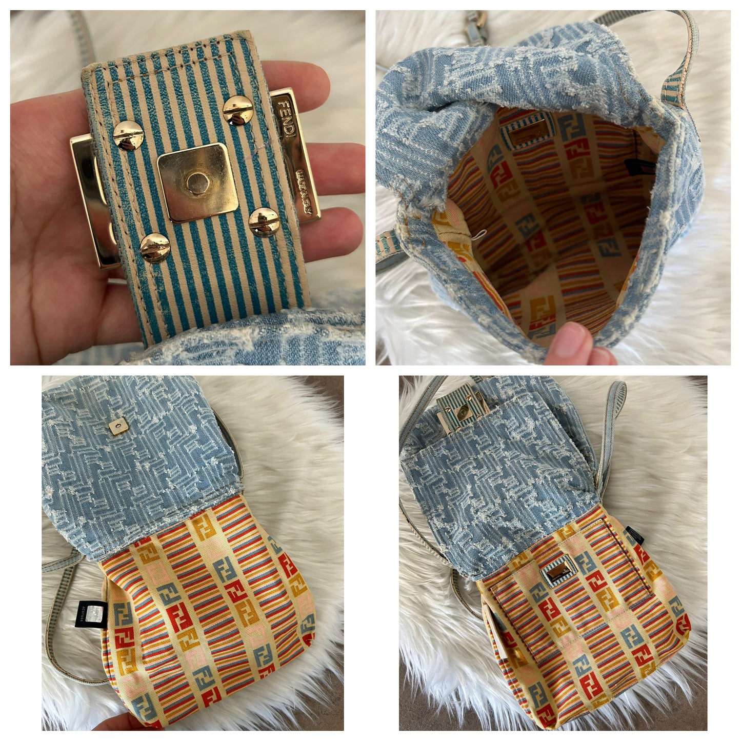 Fendi baguette a tracolla in denim