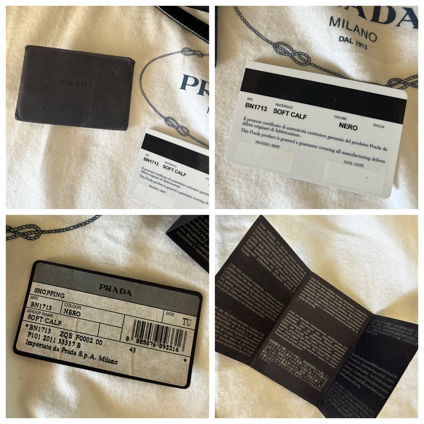 Prada tote bag in pelle nera
