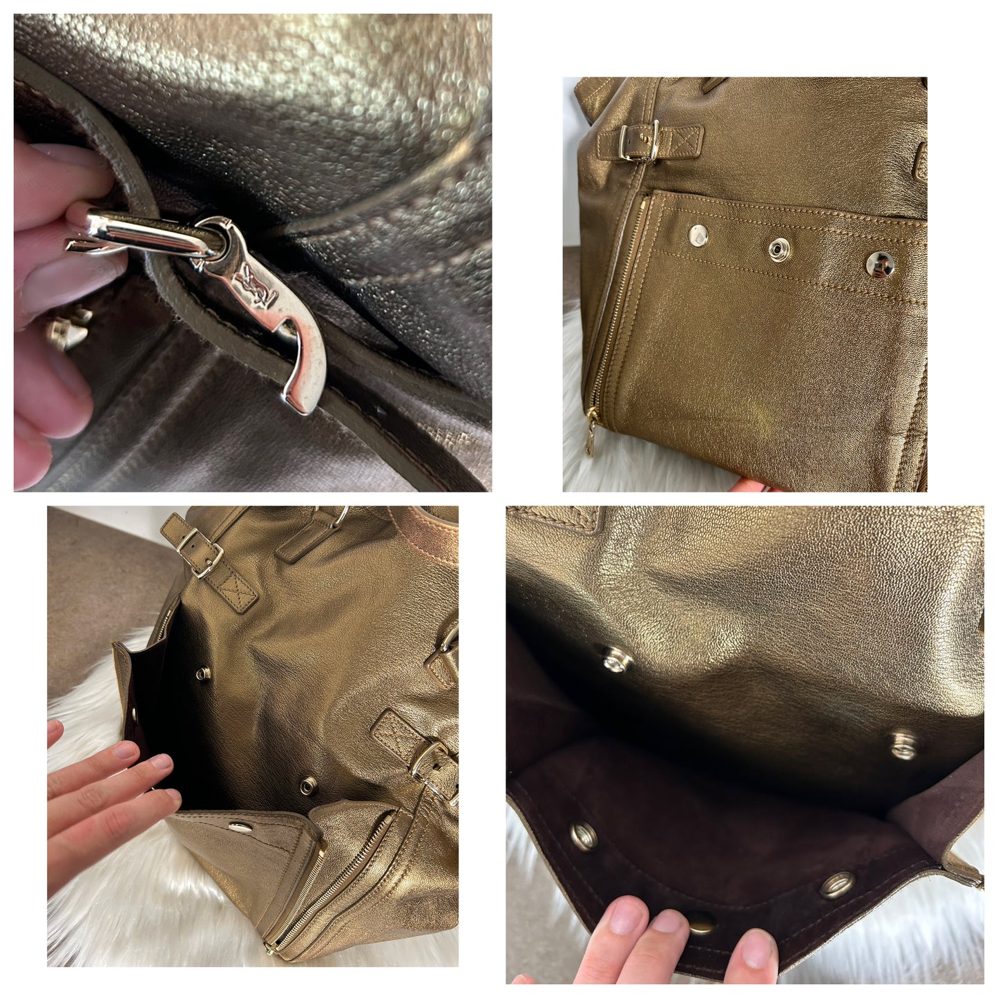 Yves Saint Laurent Downtown in pelle e camoscio dorata