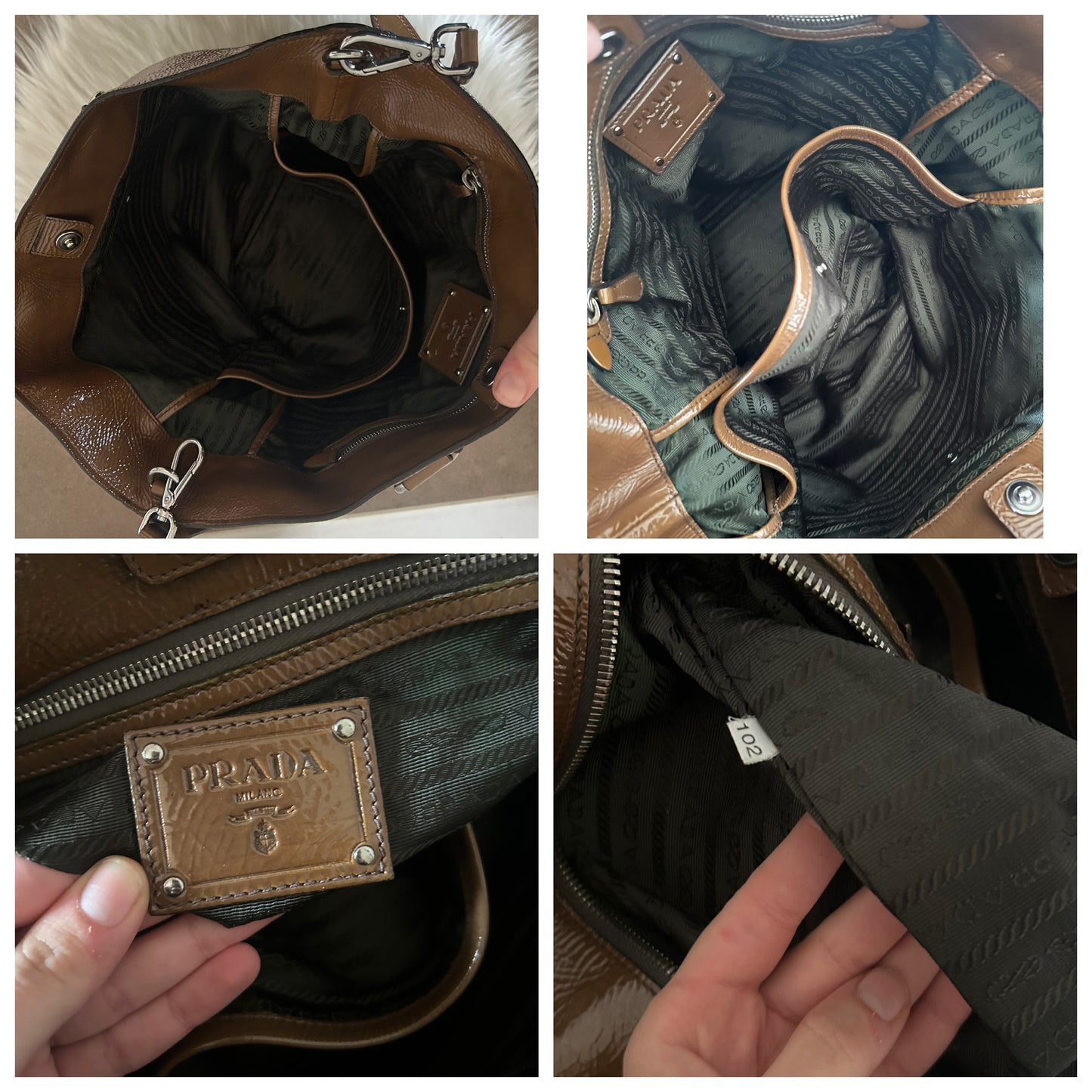 Prada tote in pelle verniciata