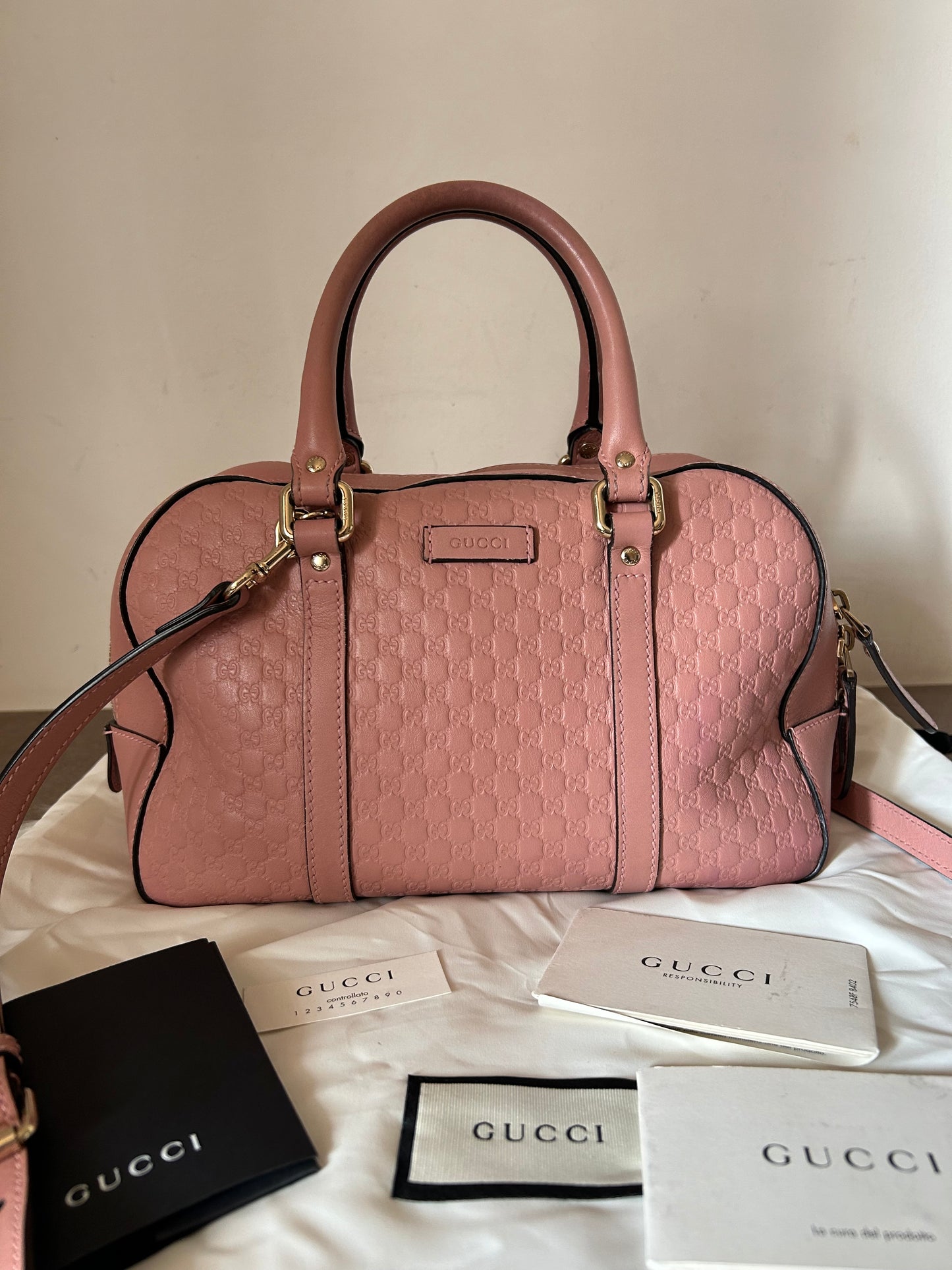 Gucci bauletto Guccissima rosa in pelle