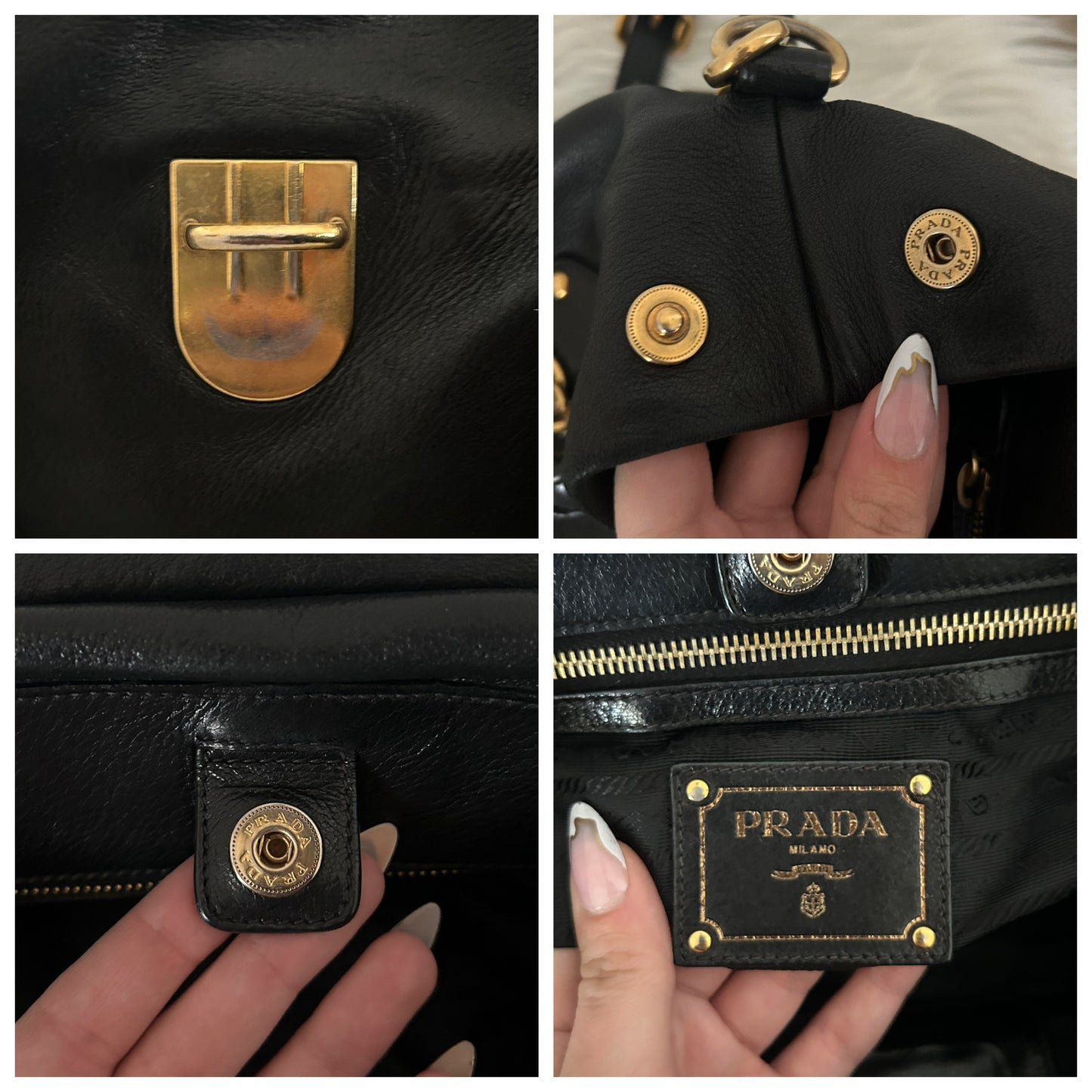 Prada tote in pelle nera con tracolla