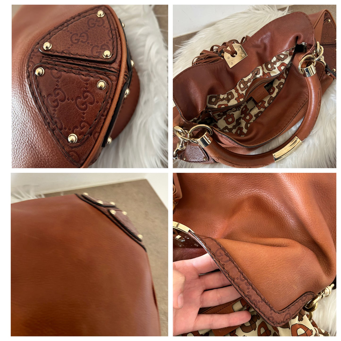 Gucci Indy hobo misura grande in pelle marrone