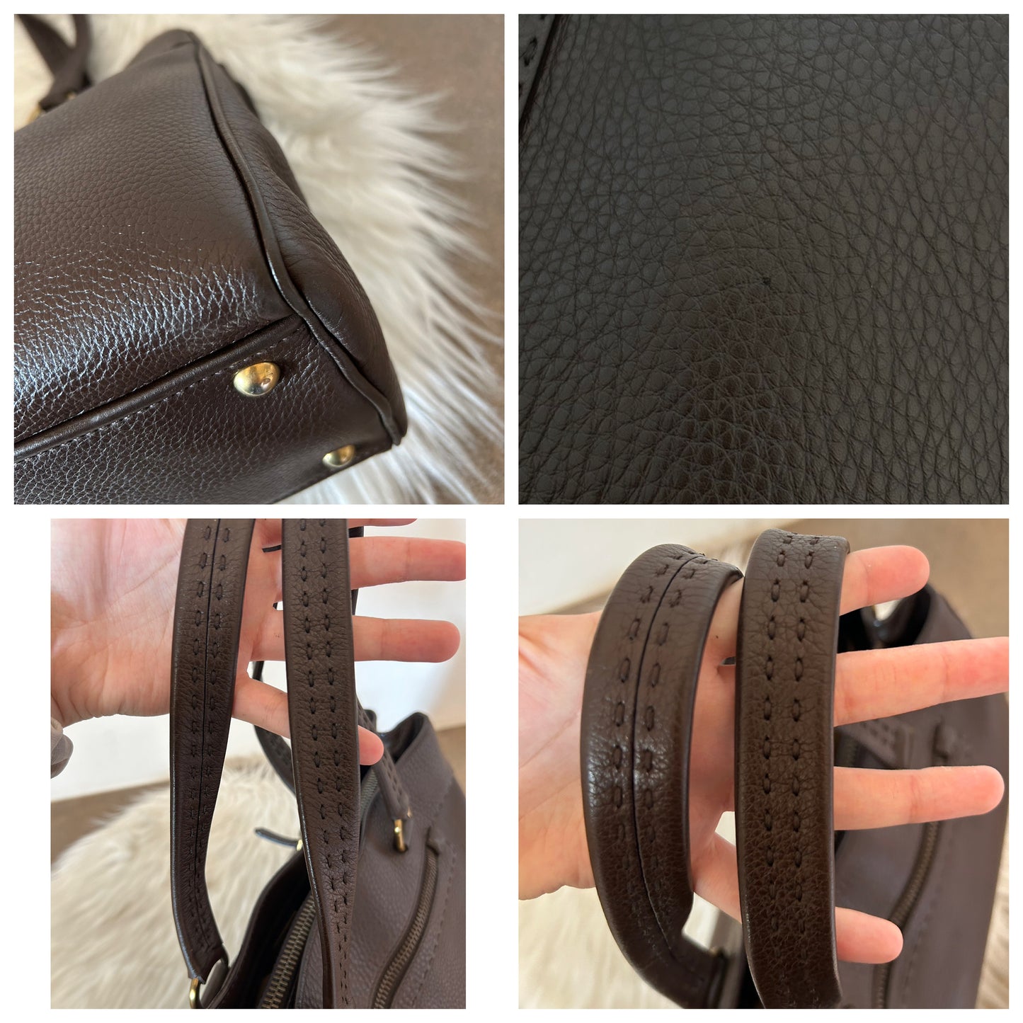 Prada tote in pelle marrone scuro