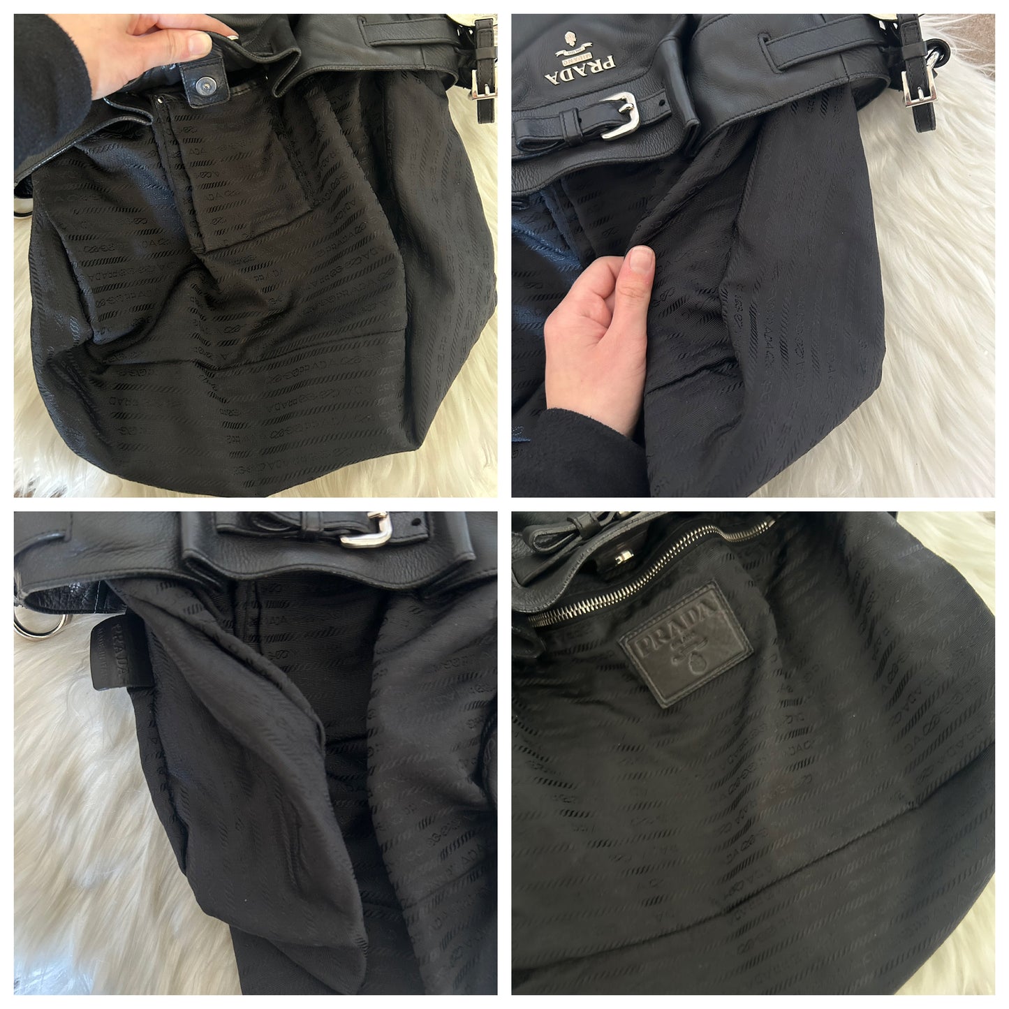 Prada secchiello in pelle nera