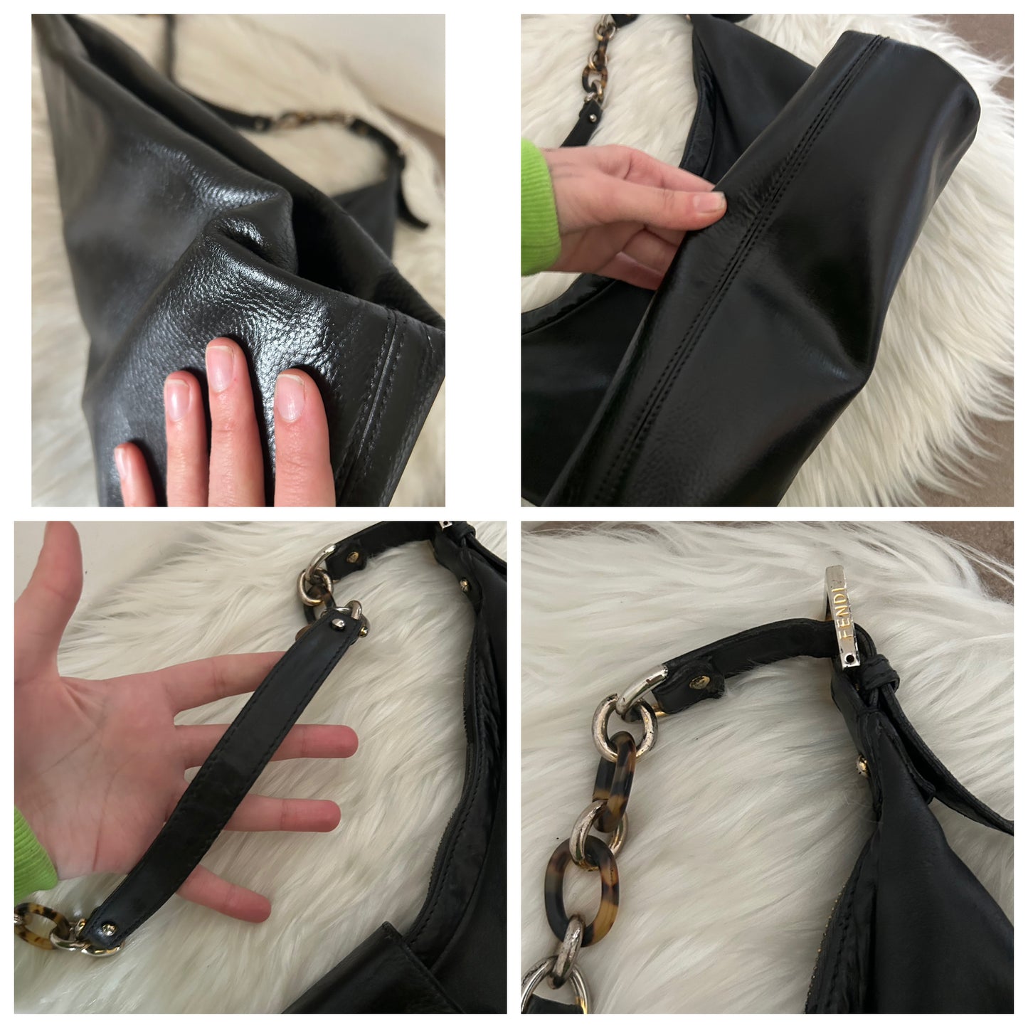 Fendi Croissant in pelle nera