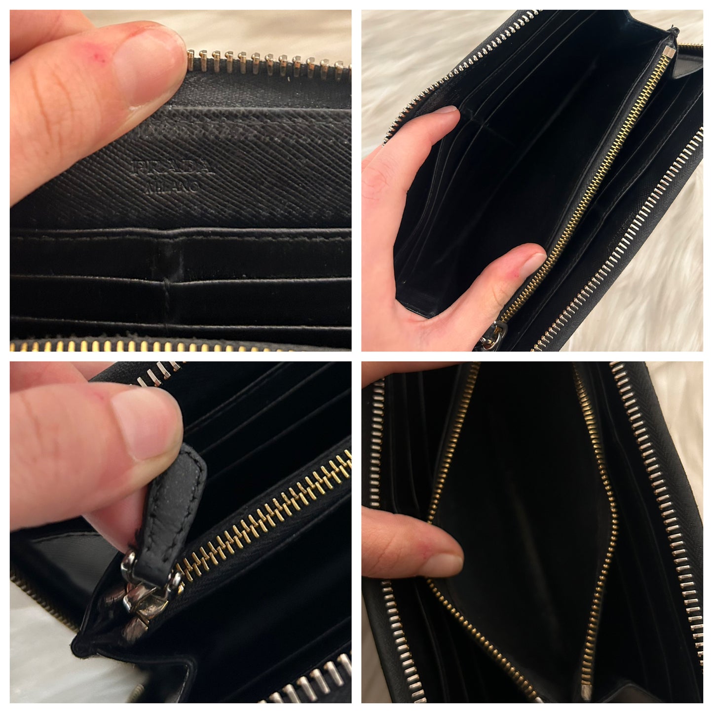 Portafoglio Prada in pelle nero con scatola