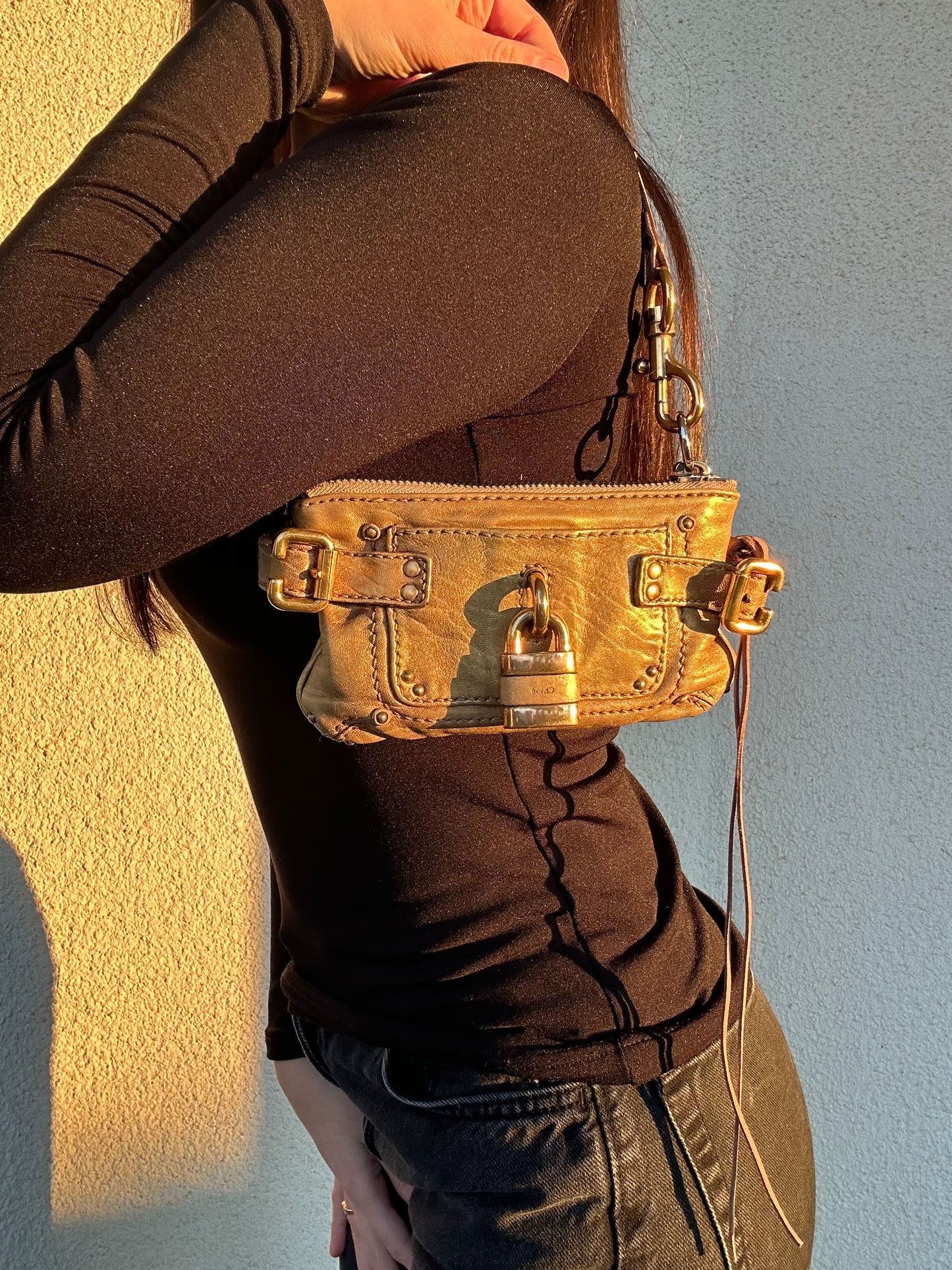 Chloé Paddington mini in pelle dorata