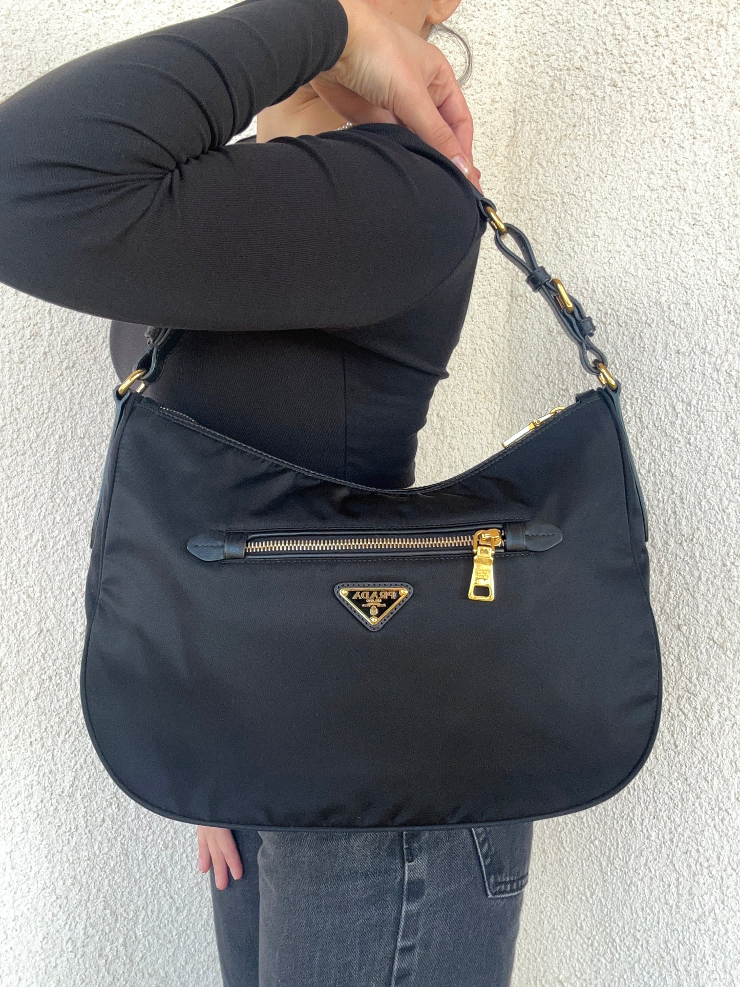 Prada Hobo baguette nera