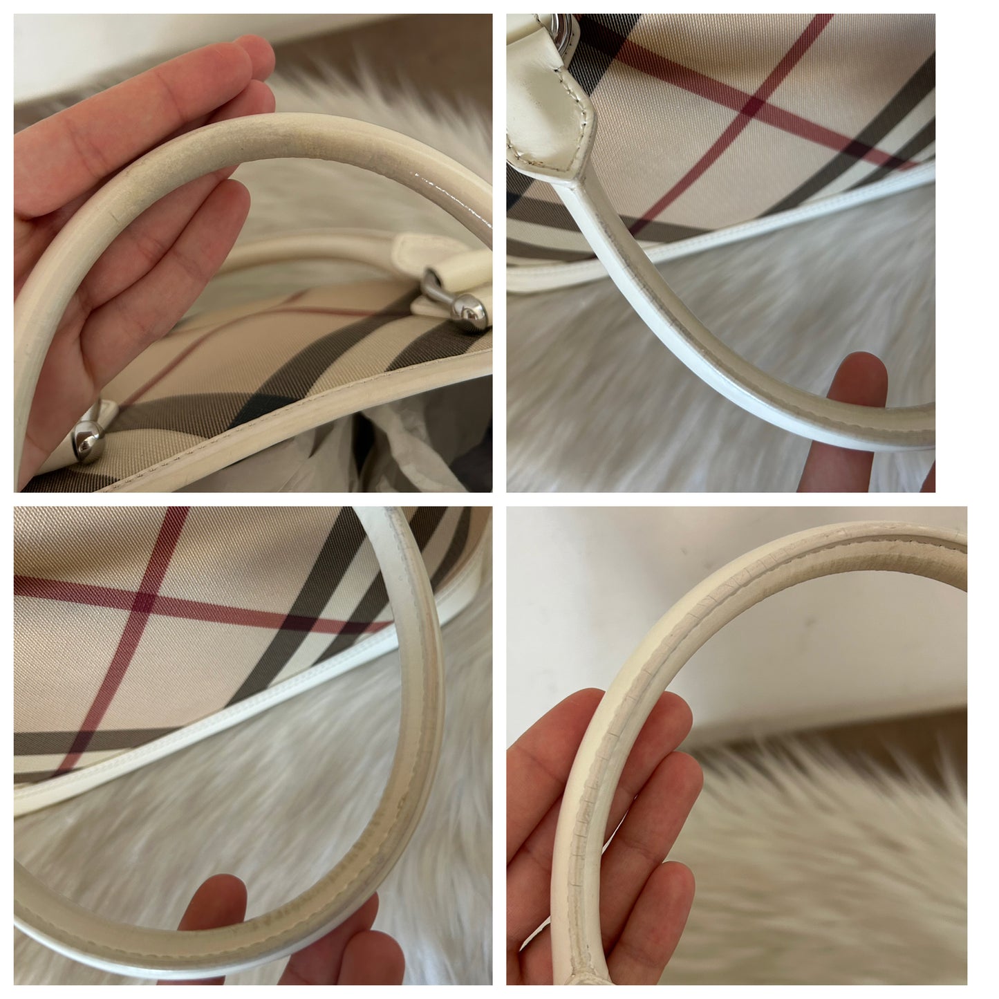 Burberry tote Check e vernice bianca