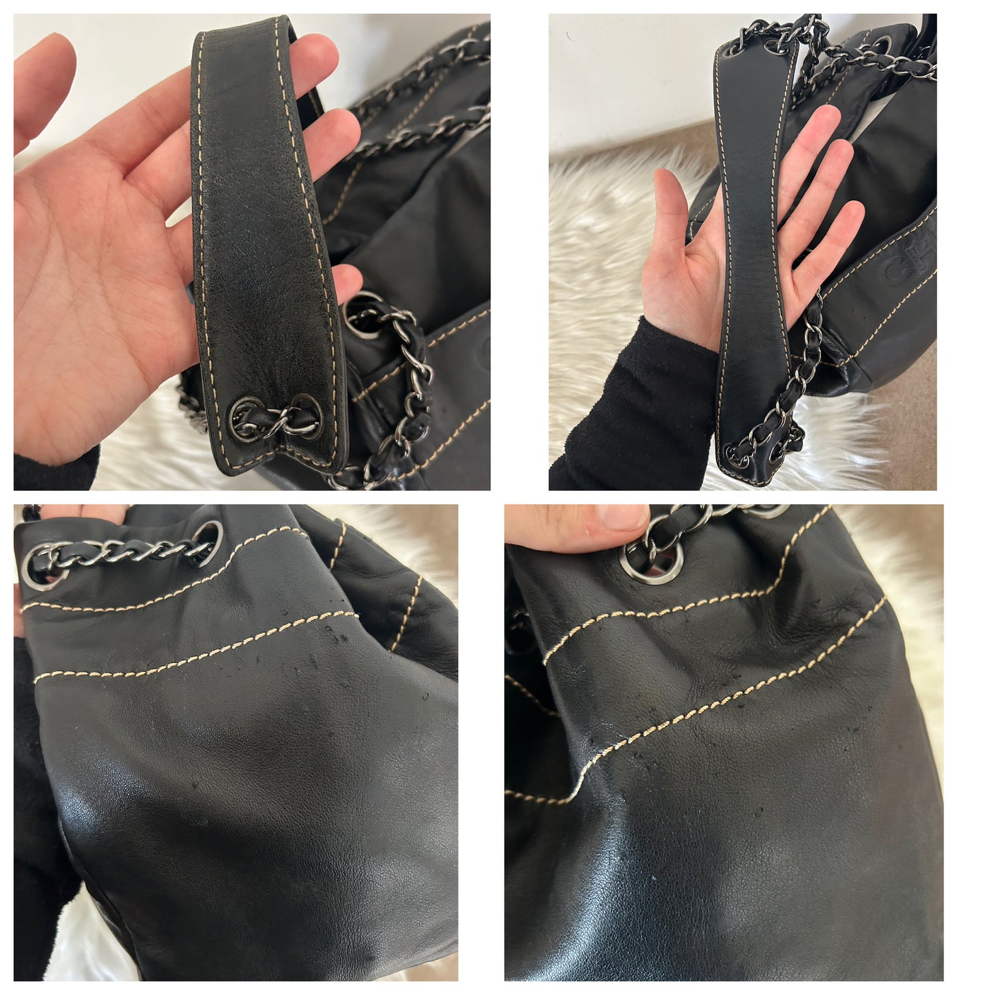 Chanel bucket in calfskin nera