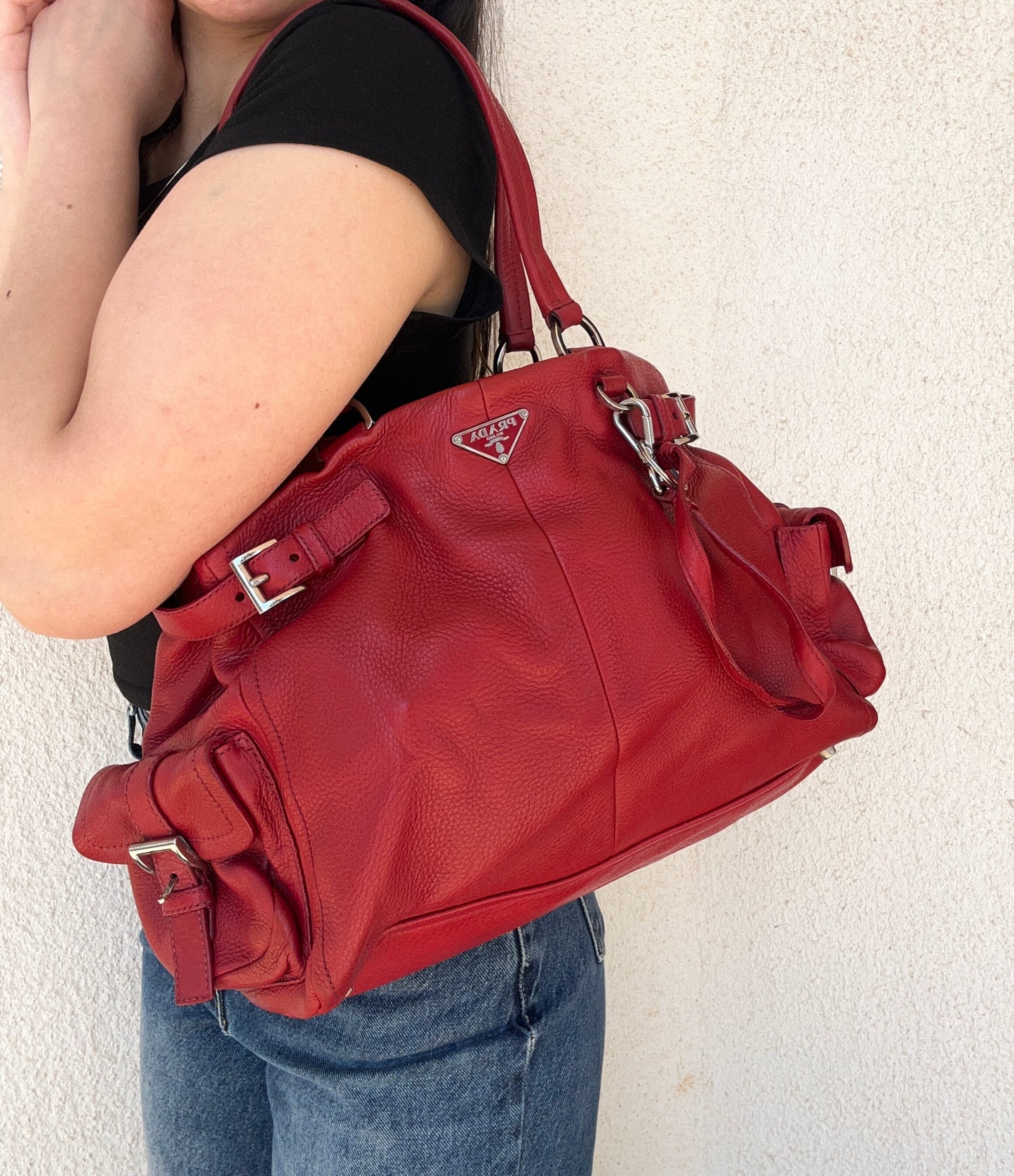 Prada tote Cargo in pelle rossa
