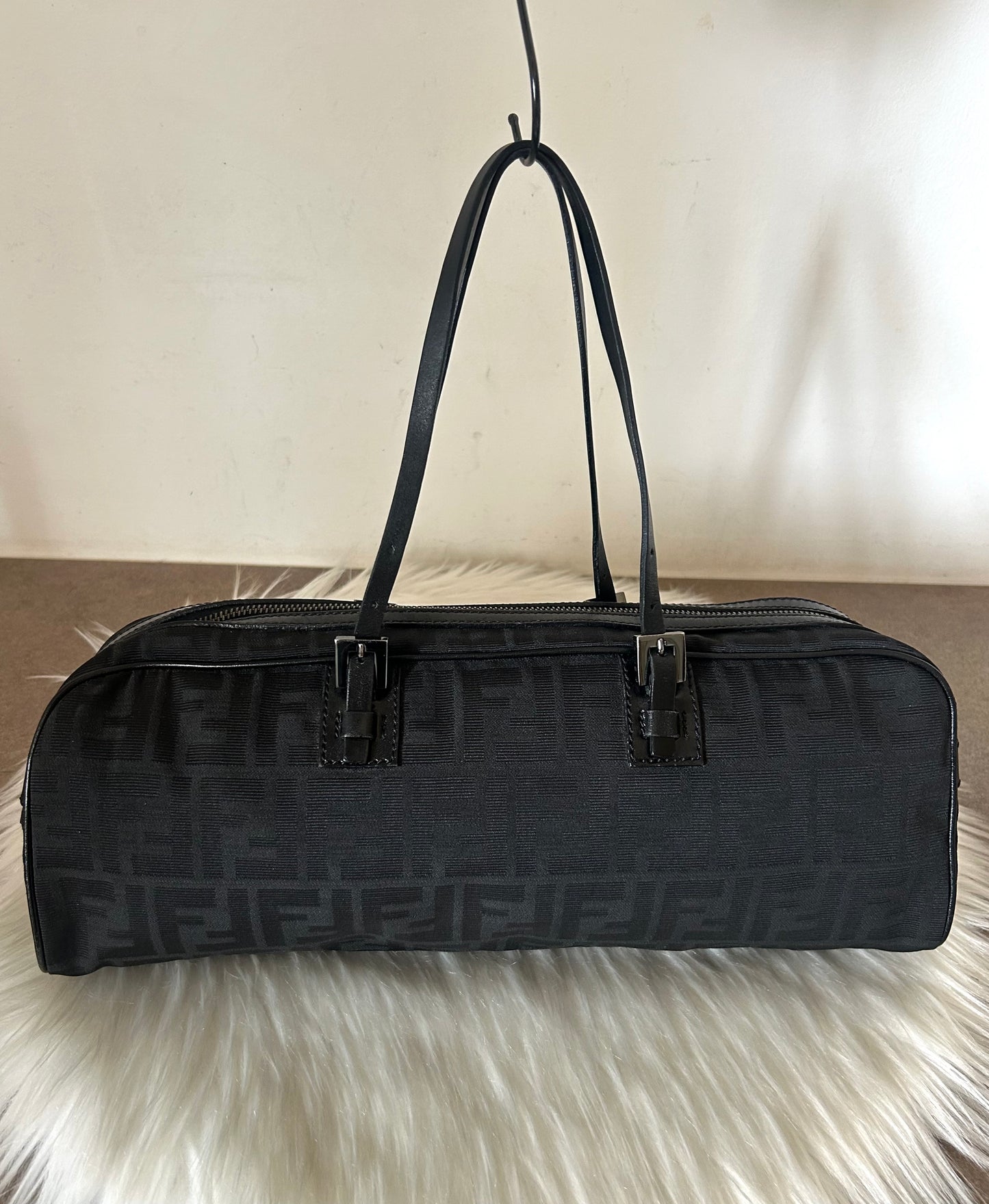 Fendi Bassotto in monogram zucca nera vintage