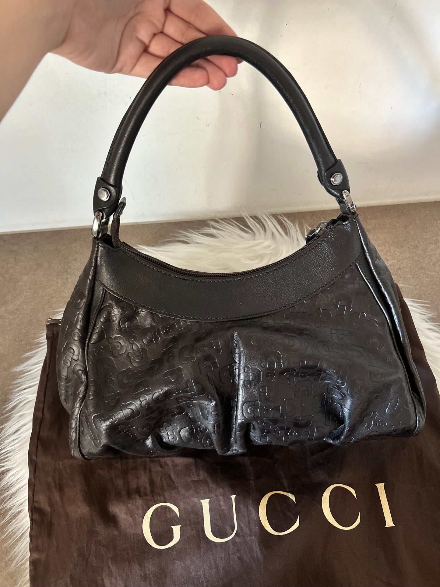 Gucci D-Ring in pelle horsebit