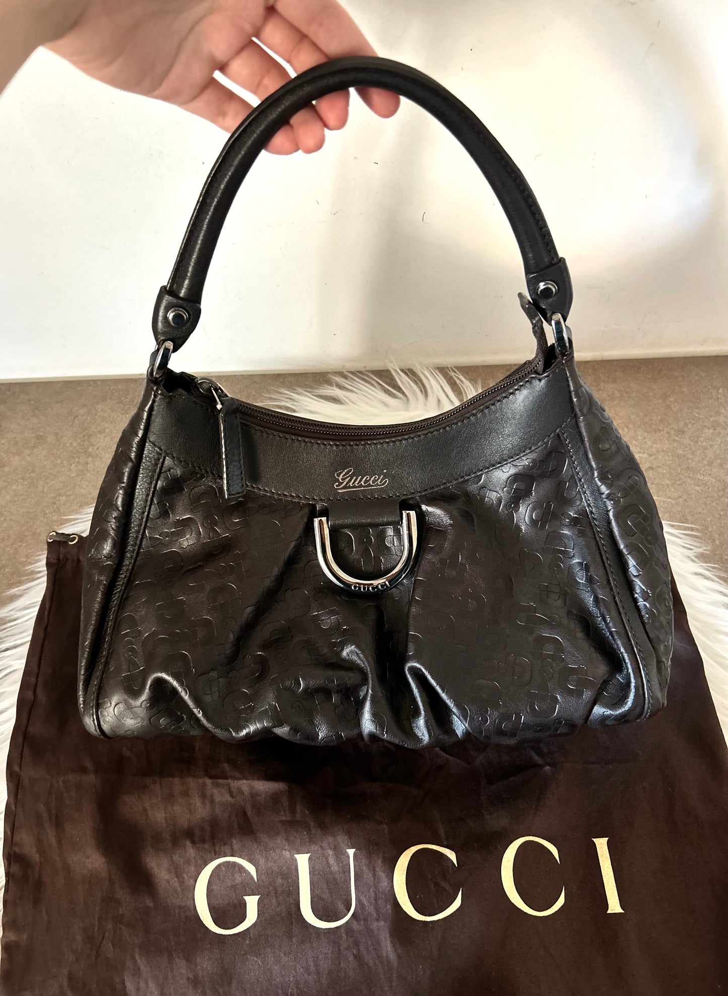 Gucci D-Ring in pelle horsebit