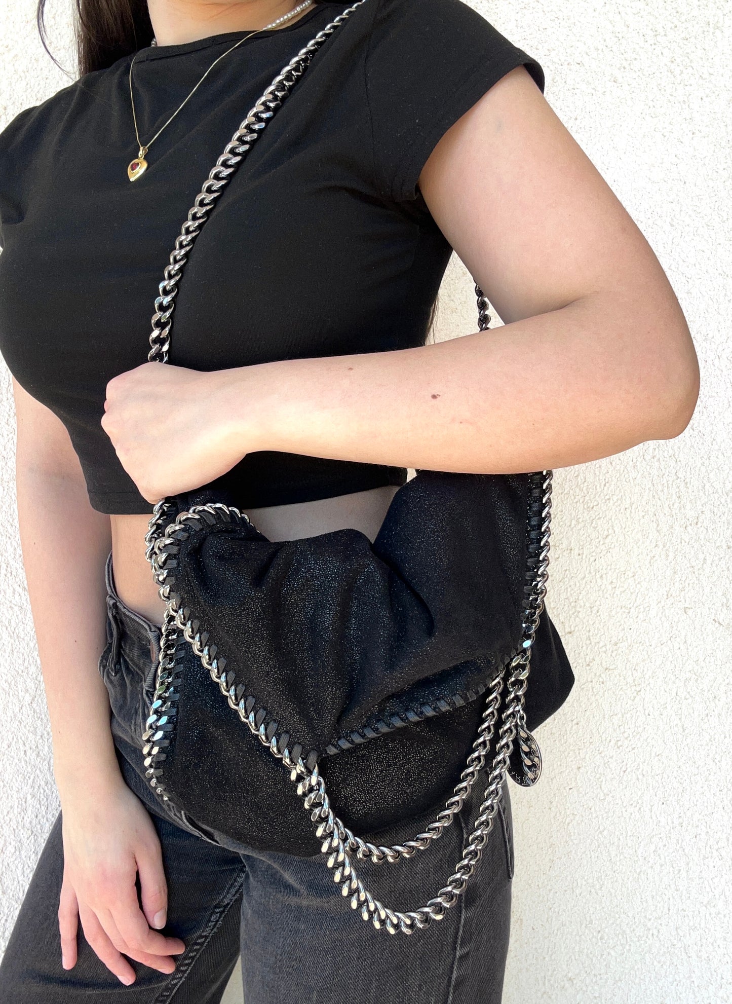 Falabella Stella McCartney nera a tre catene