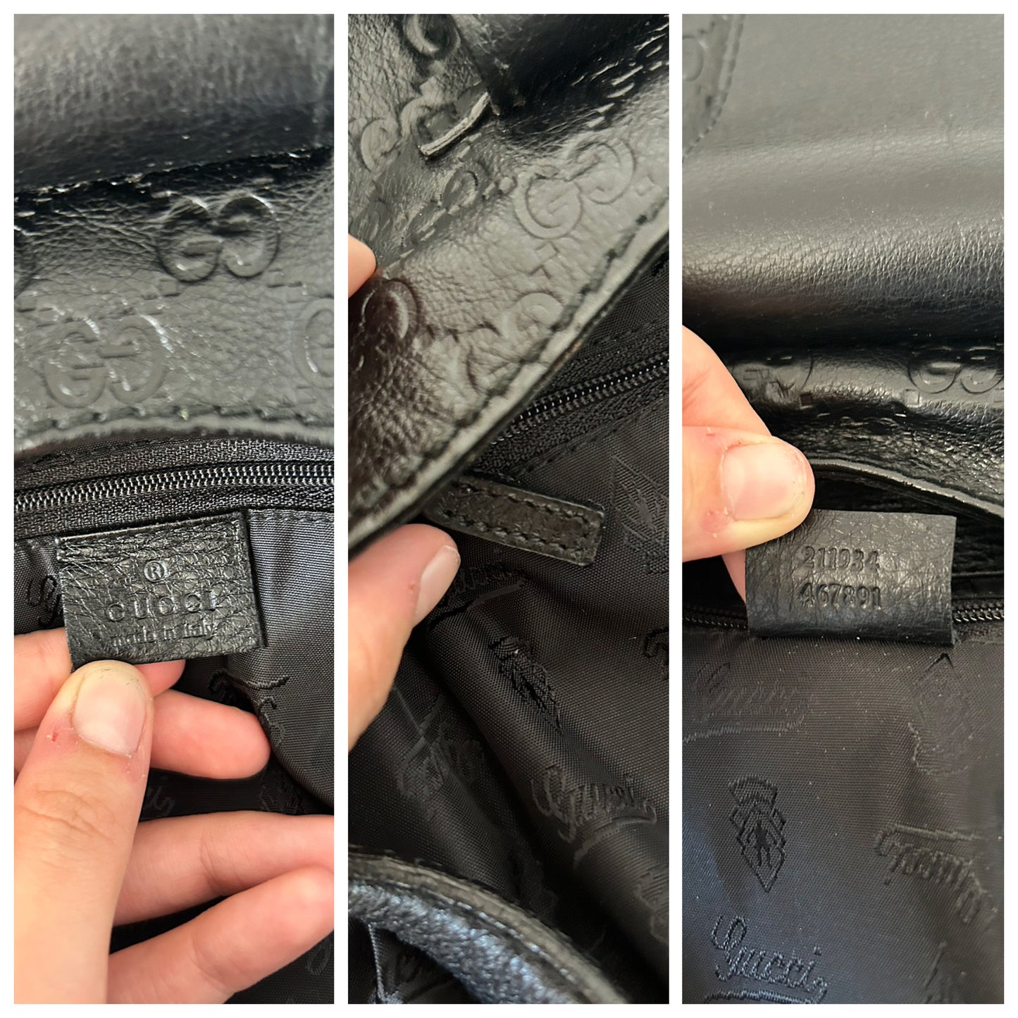 Gucci mini tote monogram Guccissima in pelle nera
