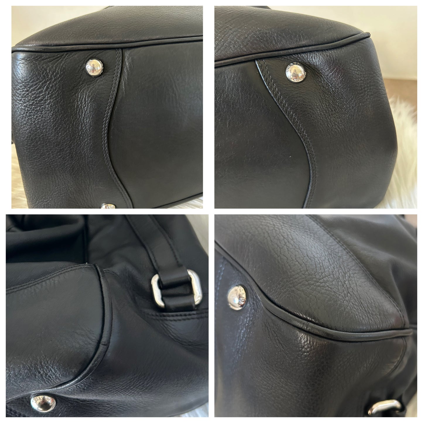 Secchiello Prada Buckle in pelle nero