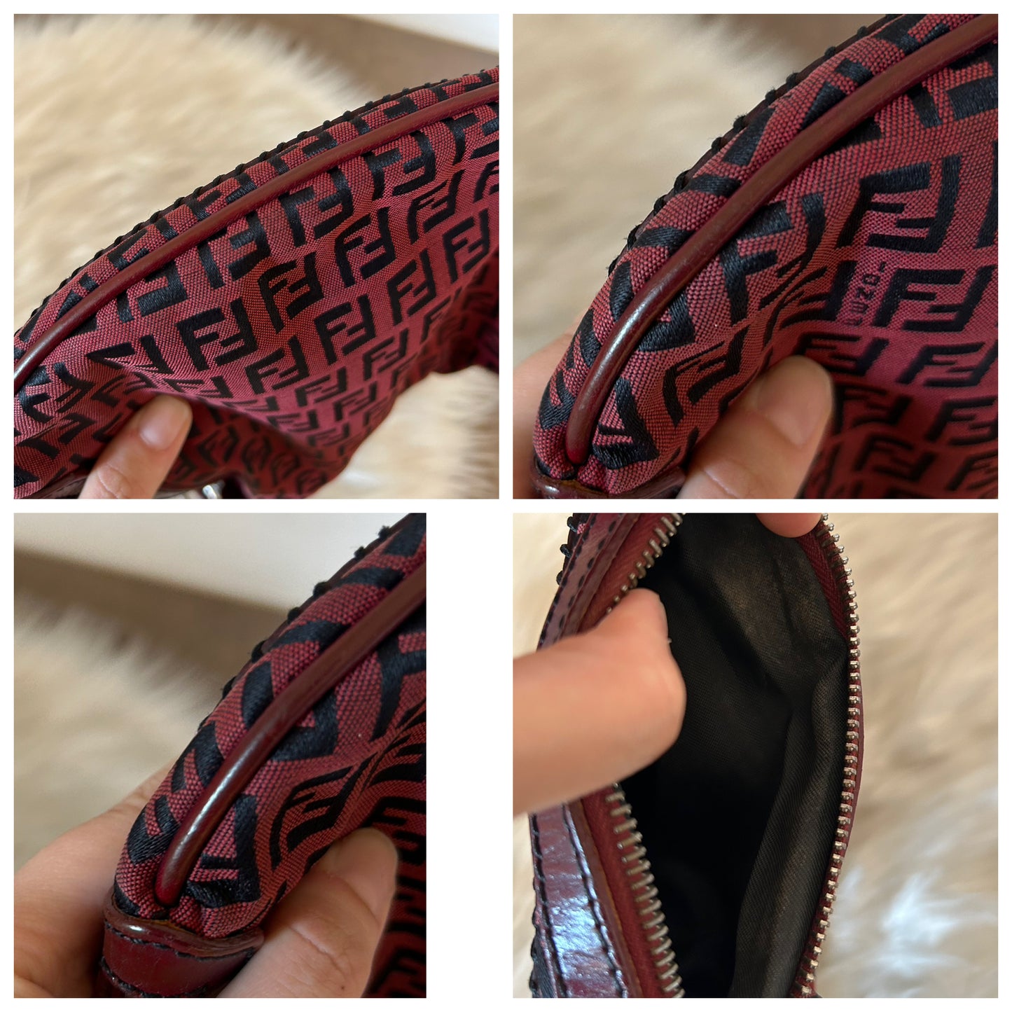 Fendi Oyster rarissima in pelle intagliata e monogram zucchino