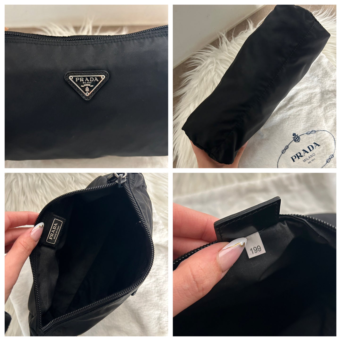 Pochette Prada in nylon nera