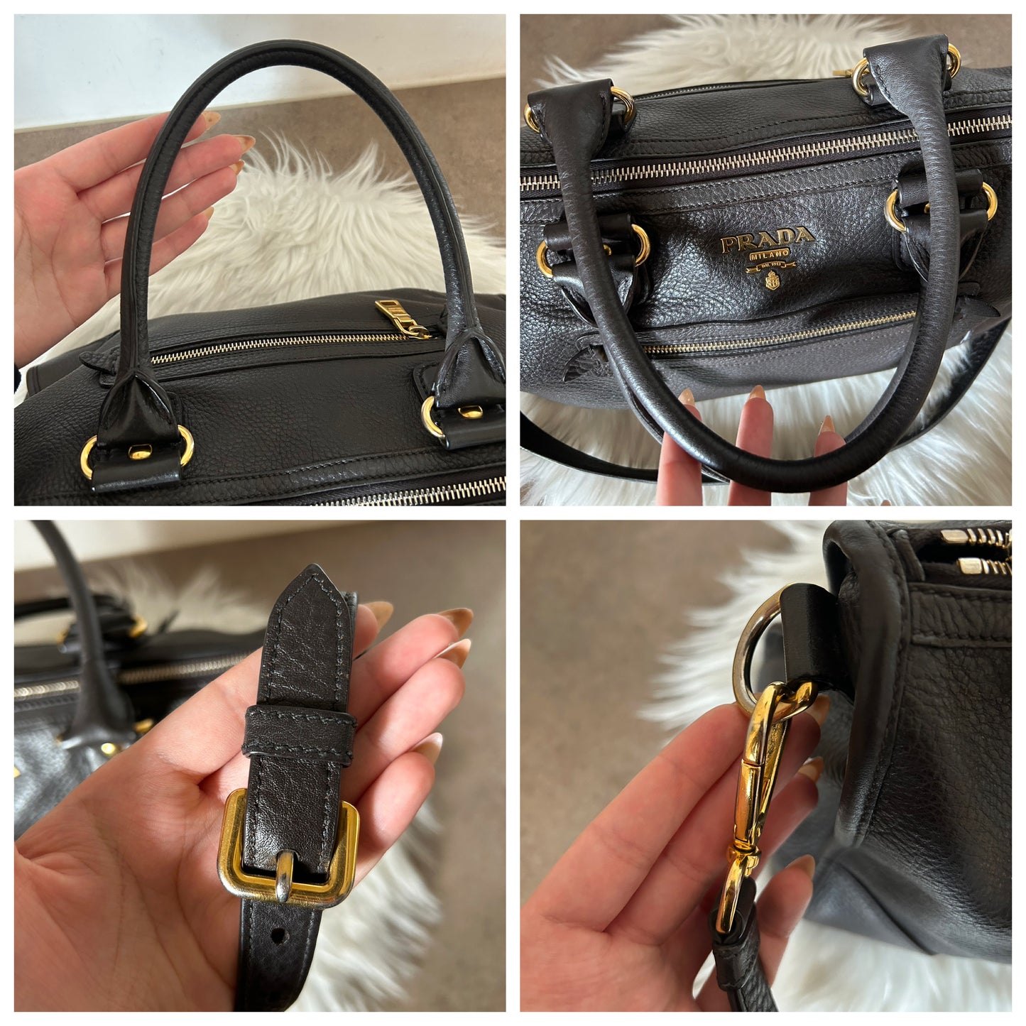 Prada bauletto in pelle marrone