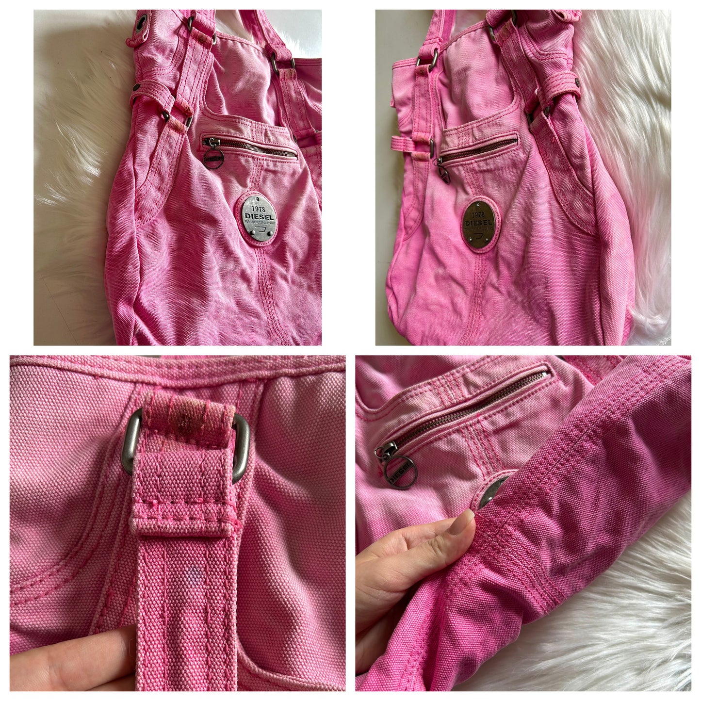 Tote Diesel tote in denim rosa vintage