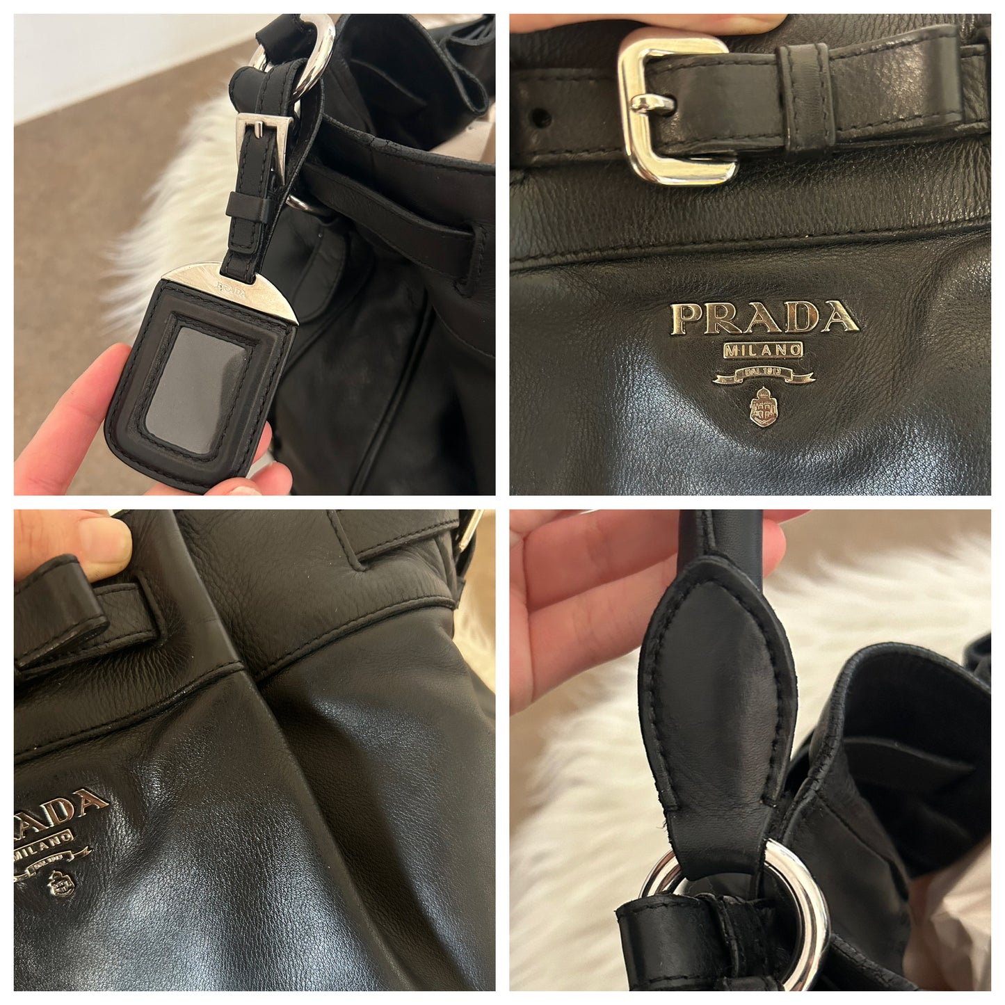 Prada secchiello in pelle nera
