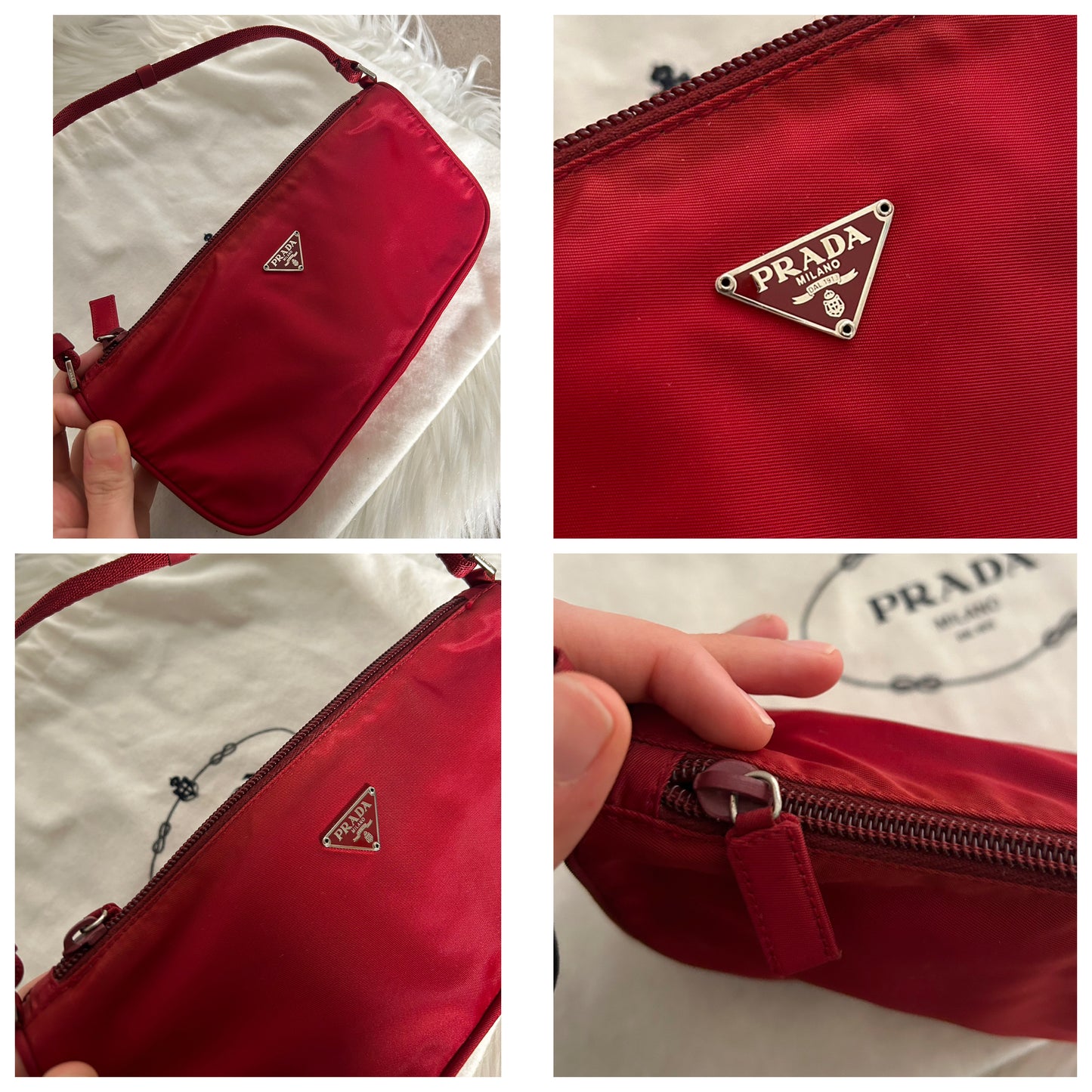 Prada baguette bordeaux in nylon