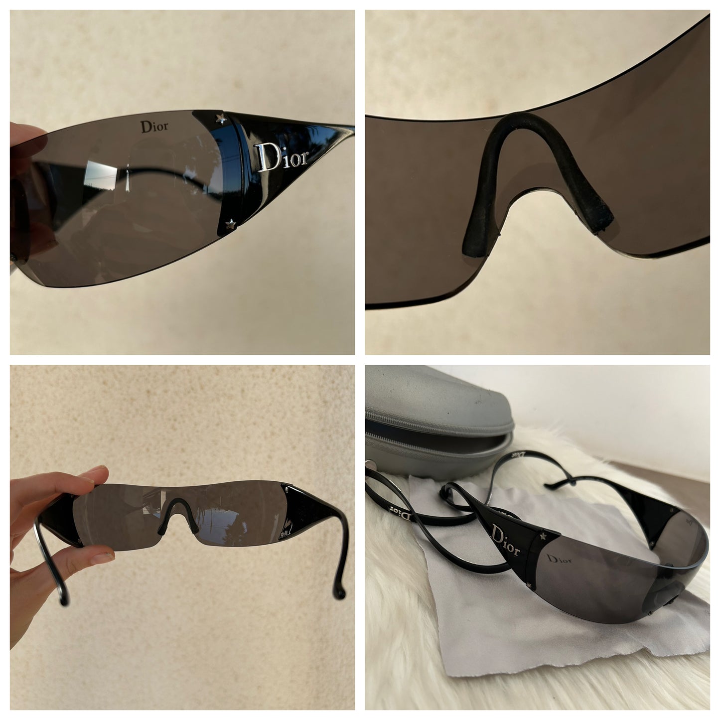 Occhiali Dior Ski 5 con aste nere e custodia vintage y2k