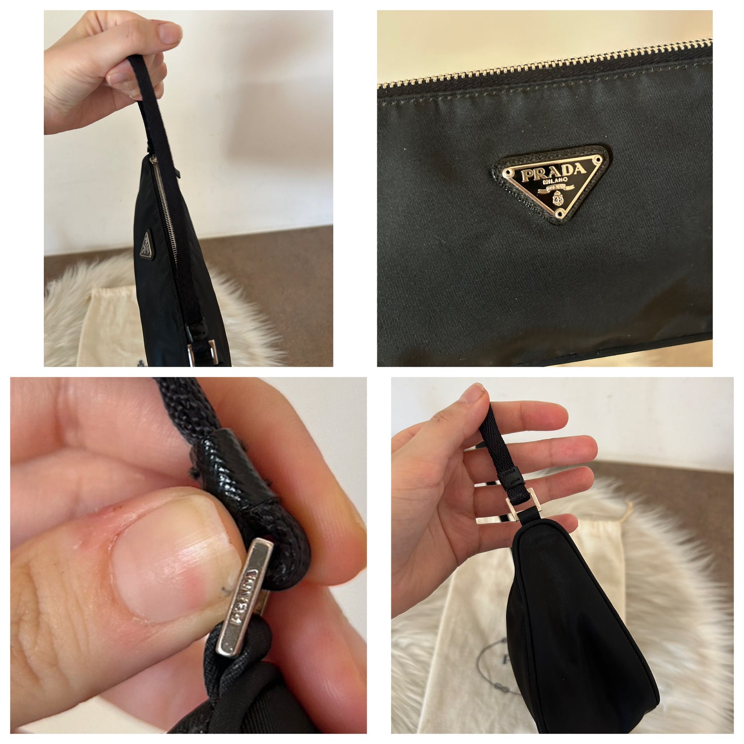 Prada baguette nera in nylon
