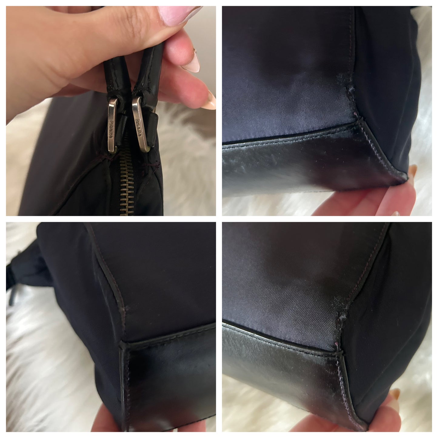 Prada baguette viola scuro in nylon