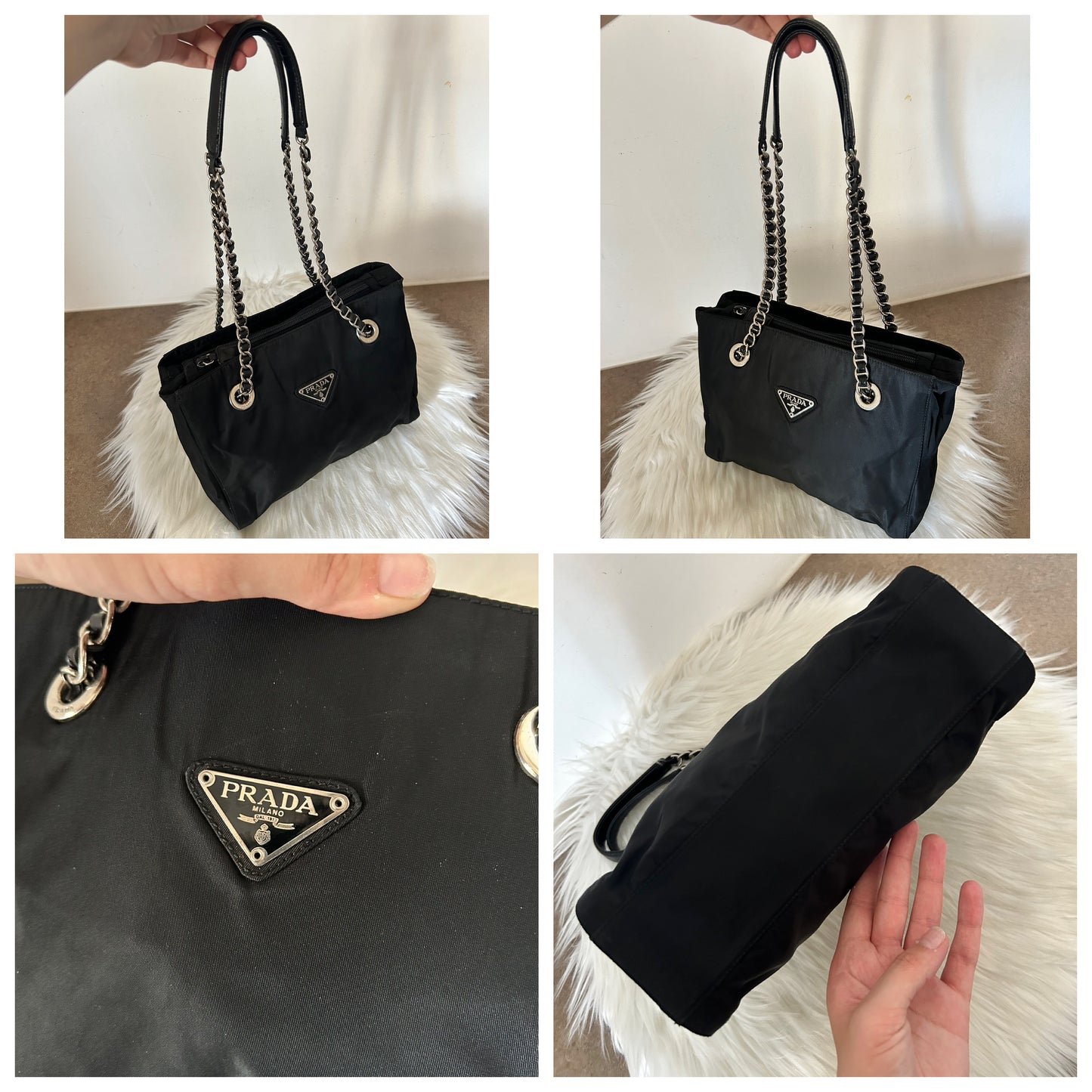 Prada borsa in nylon con catene