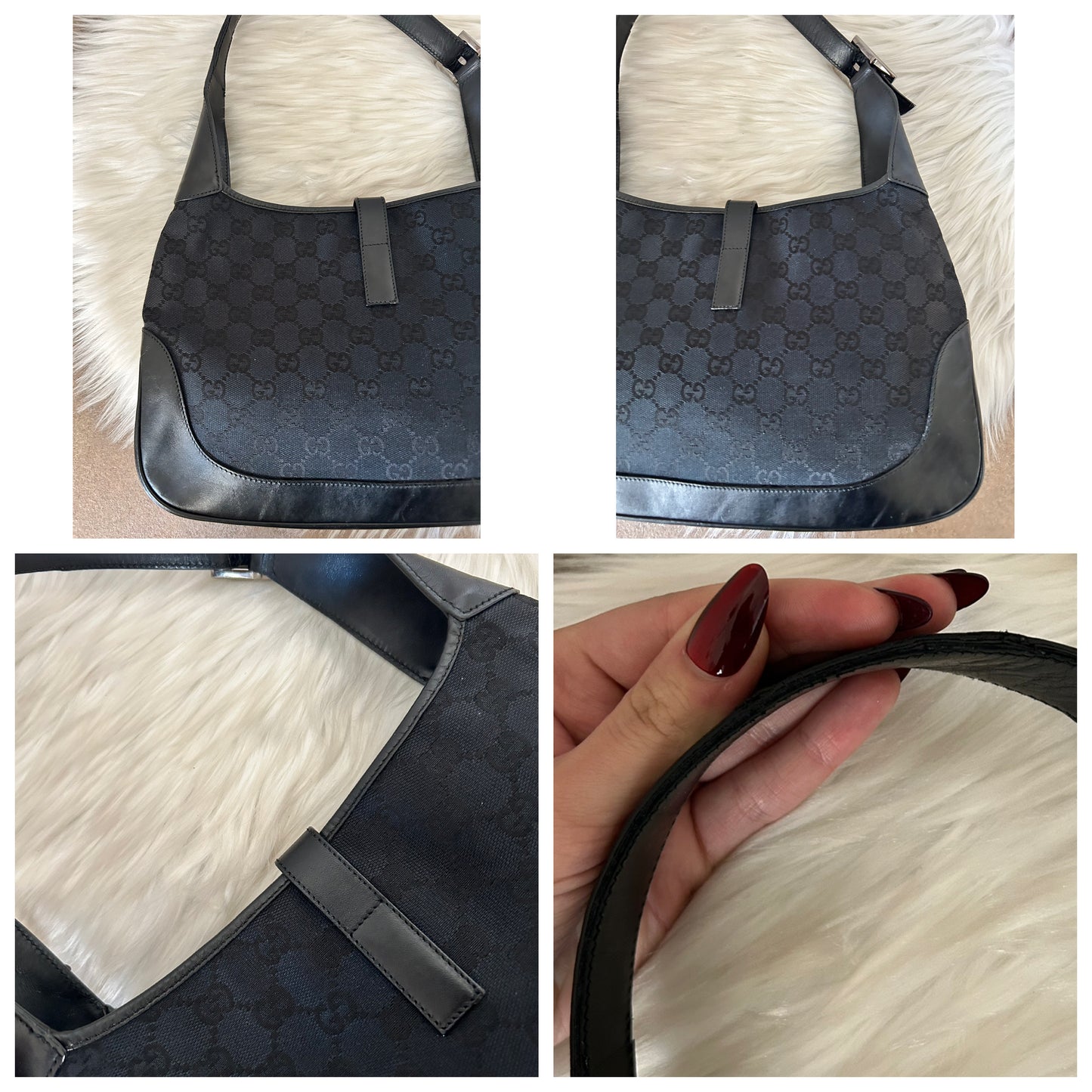 Gucci Jackie vintage taglia media in monogram nera