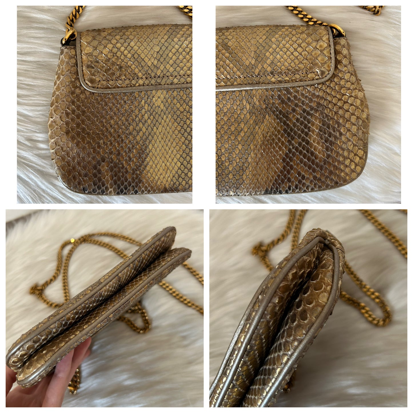 Gucci tracollina in pitone oro