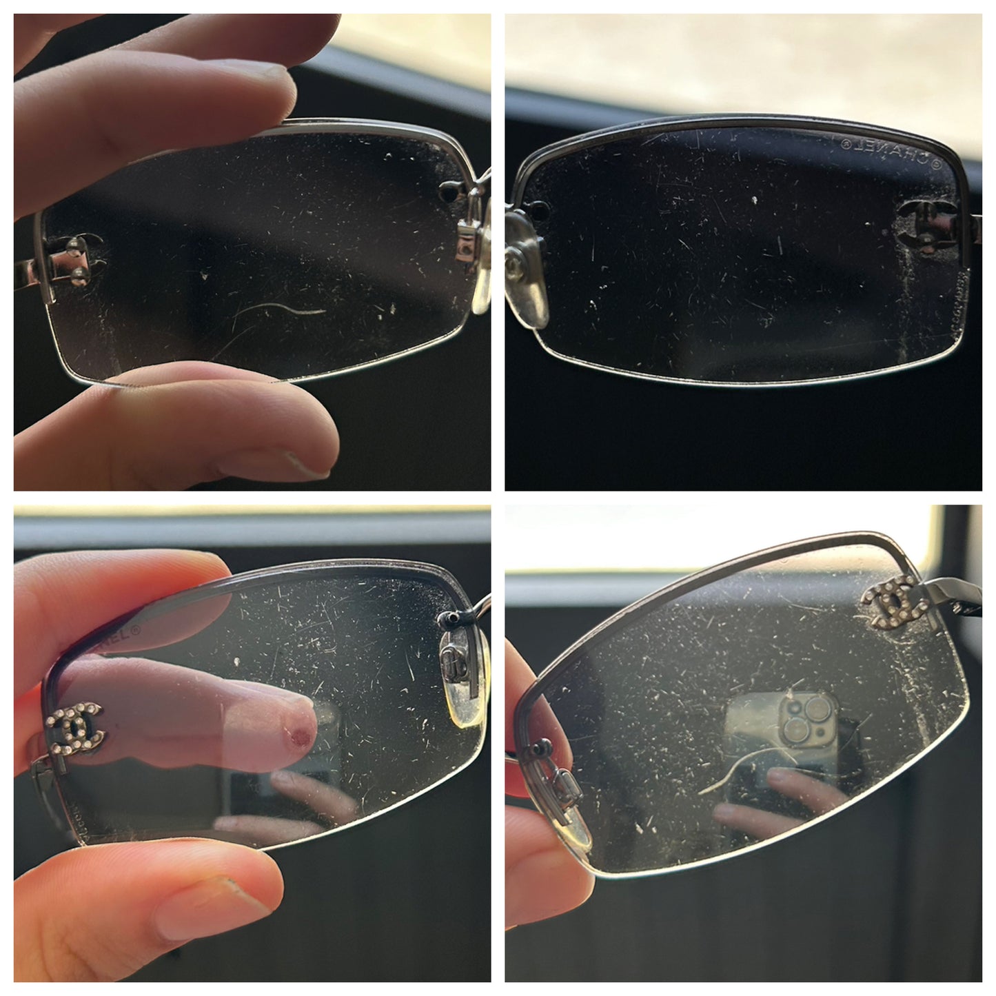 Occhiali Chanel vintage con logo in Swarovski