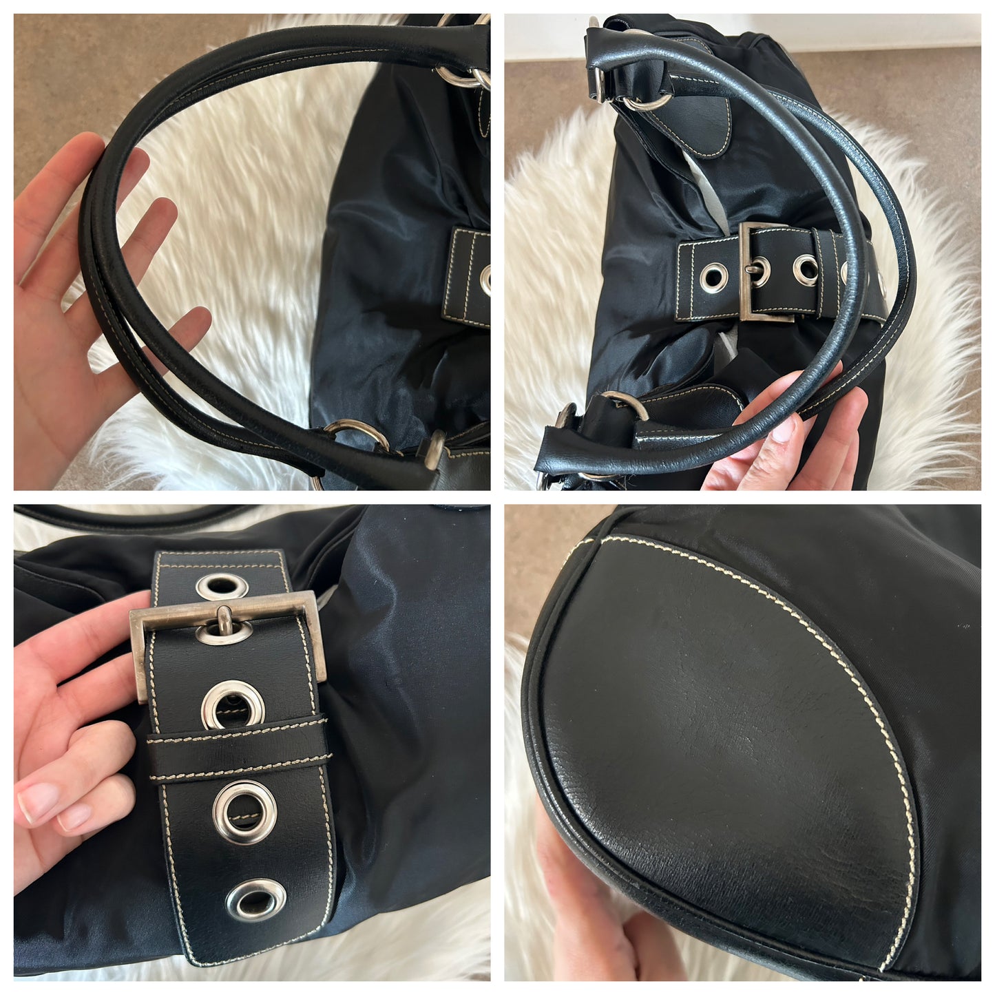 Prada Moon in nylon e pelle nera