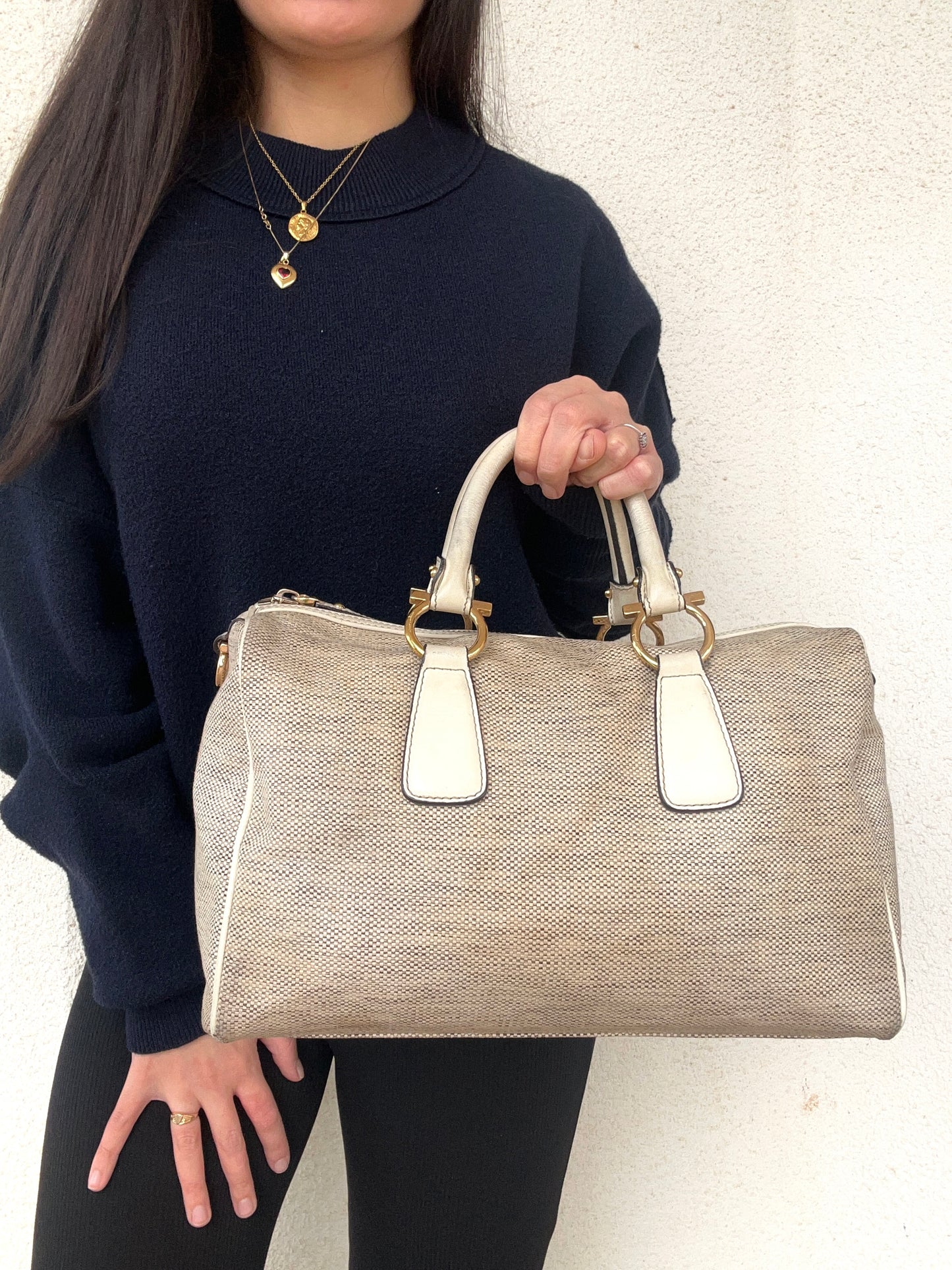 Salvatore Ferragamo bauletto in tela di