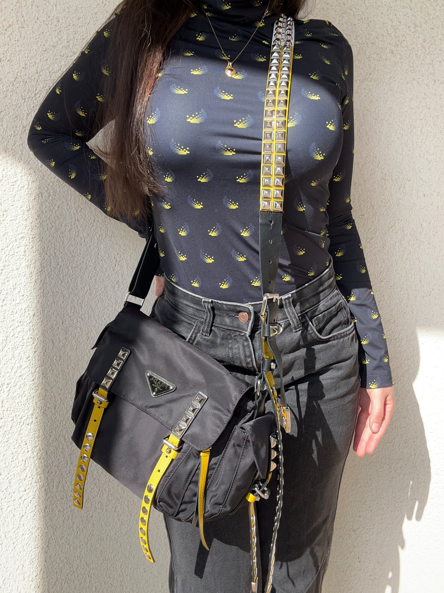 Prada tela vela con borchie rarissima