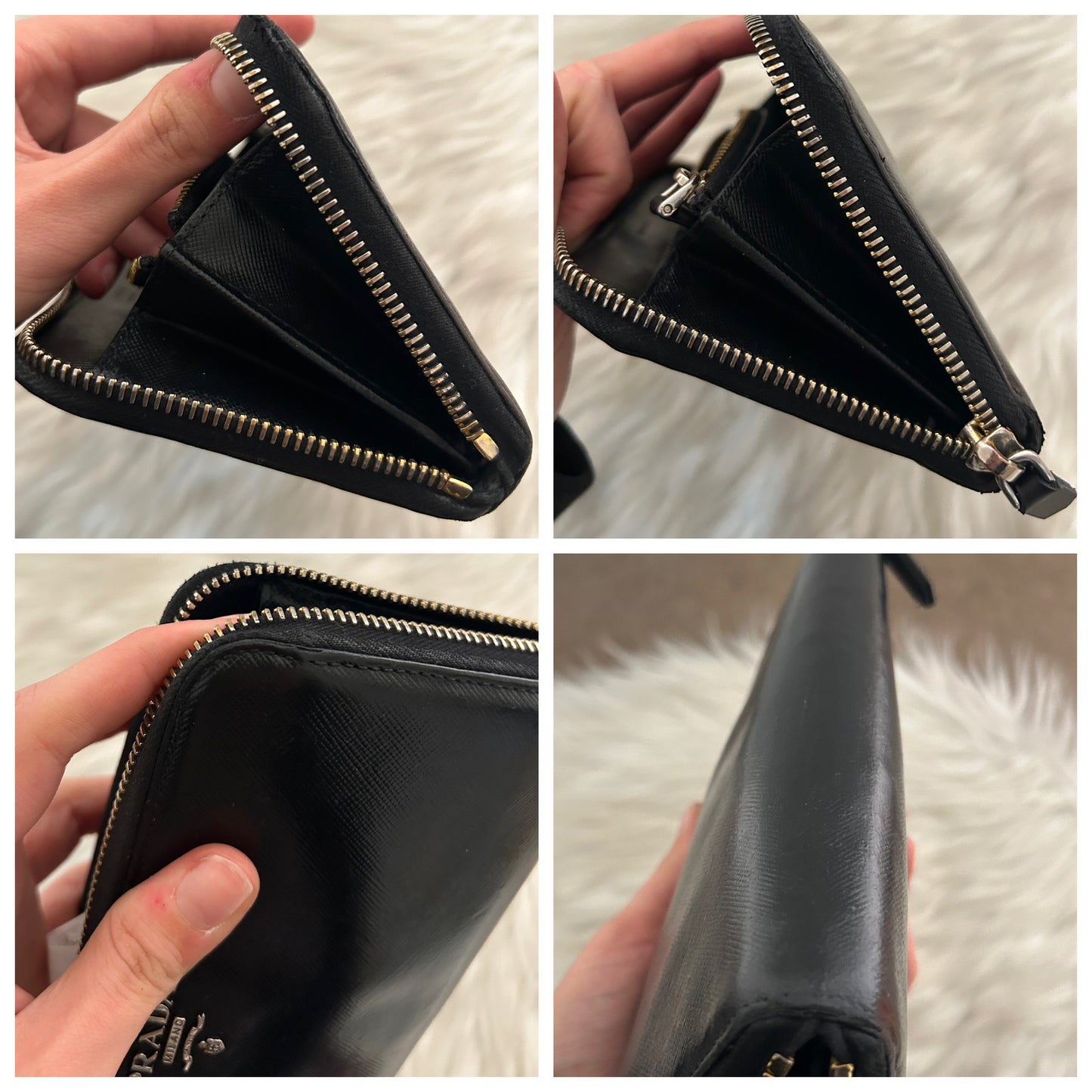 Portafoglio Prada in pelle nero con scatola