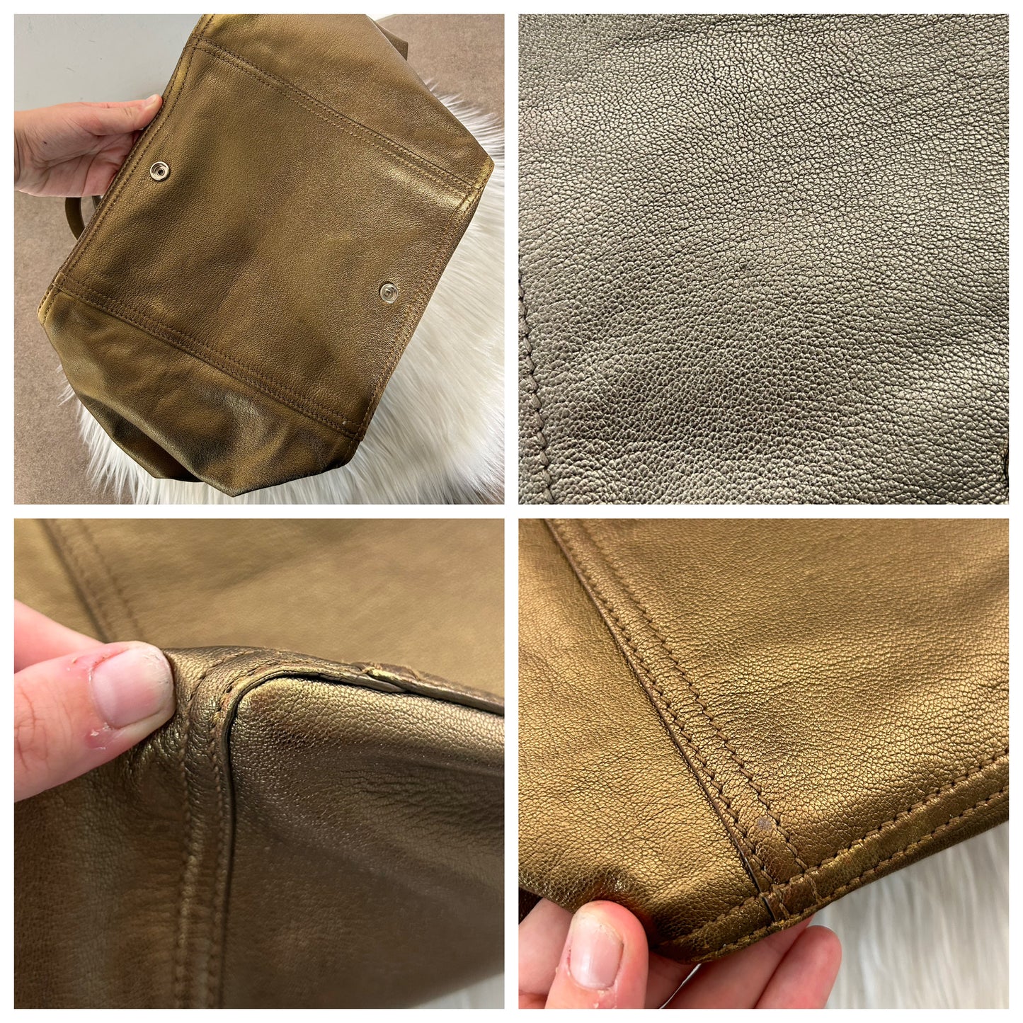 Yves Saint Laurent Downtown in pelle e camoscio dorata