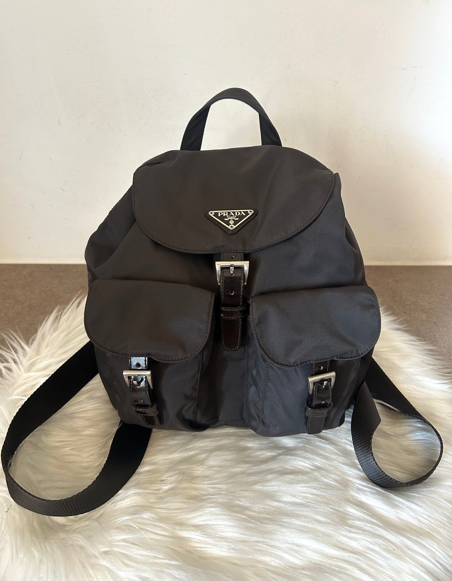 Zaino Prada in nylon testa di moro