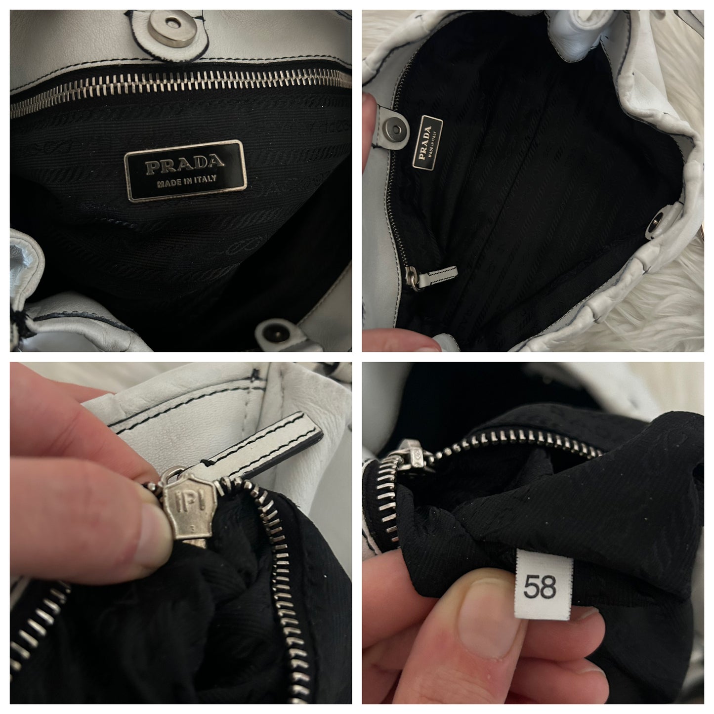 Prada baguette in pelle bianca