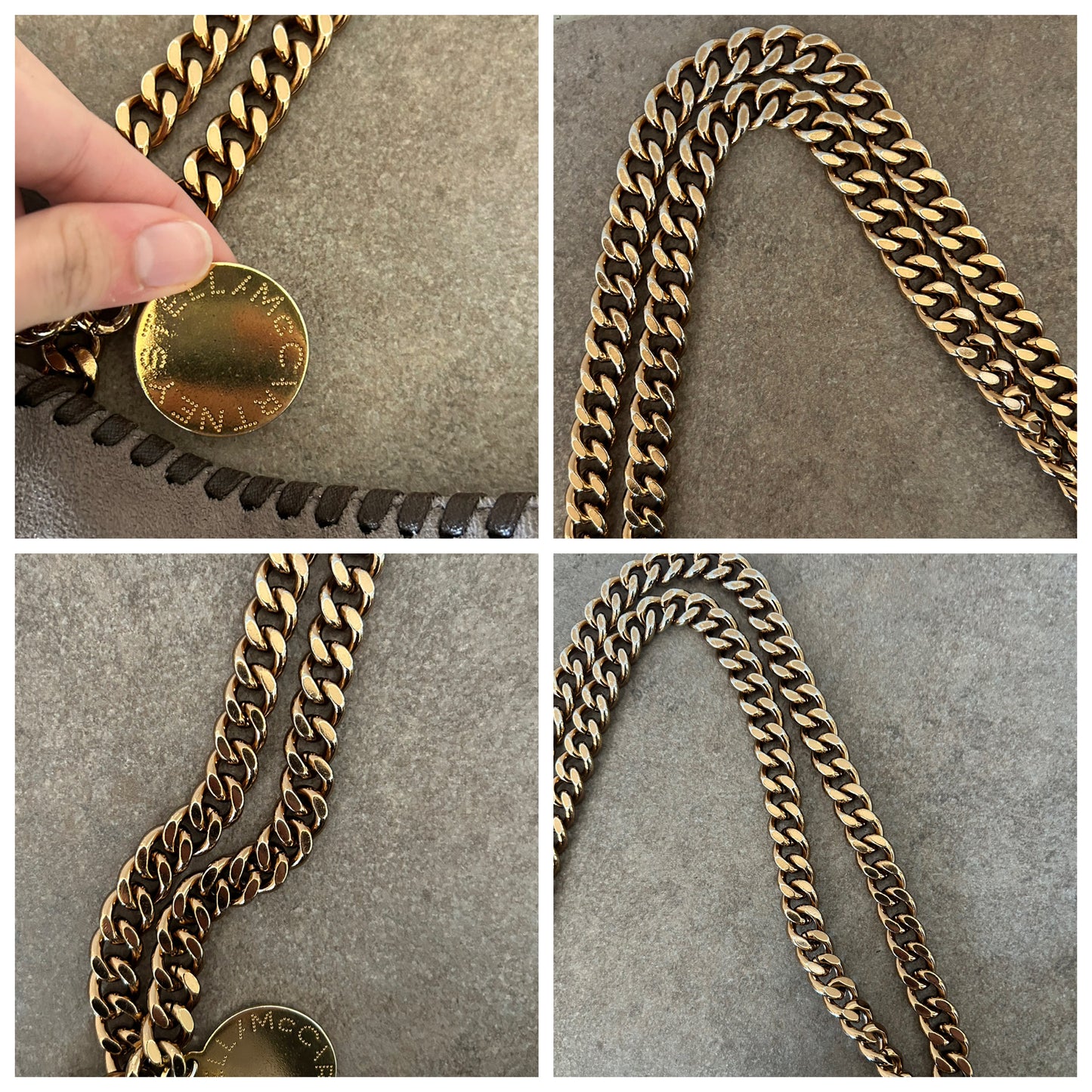 Falabella Stella McCartney beige con catene oro