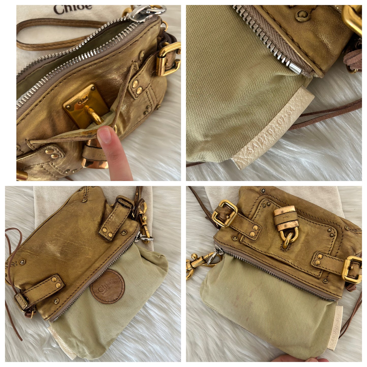 Chloé Paddington mini in pelle dorata