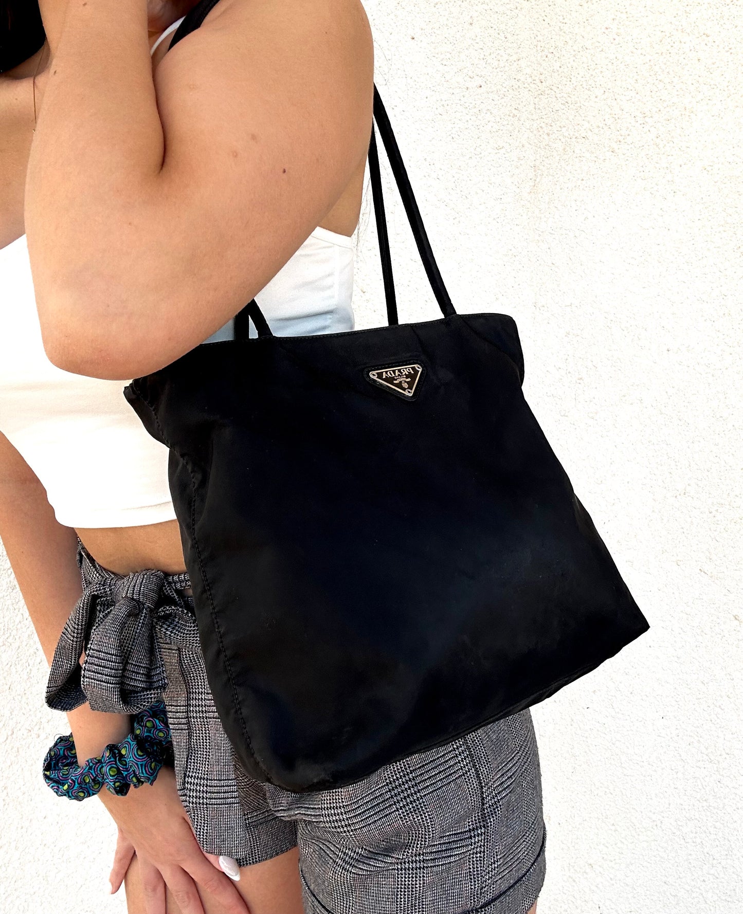 Prada tote bag in nylon nera