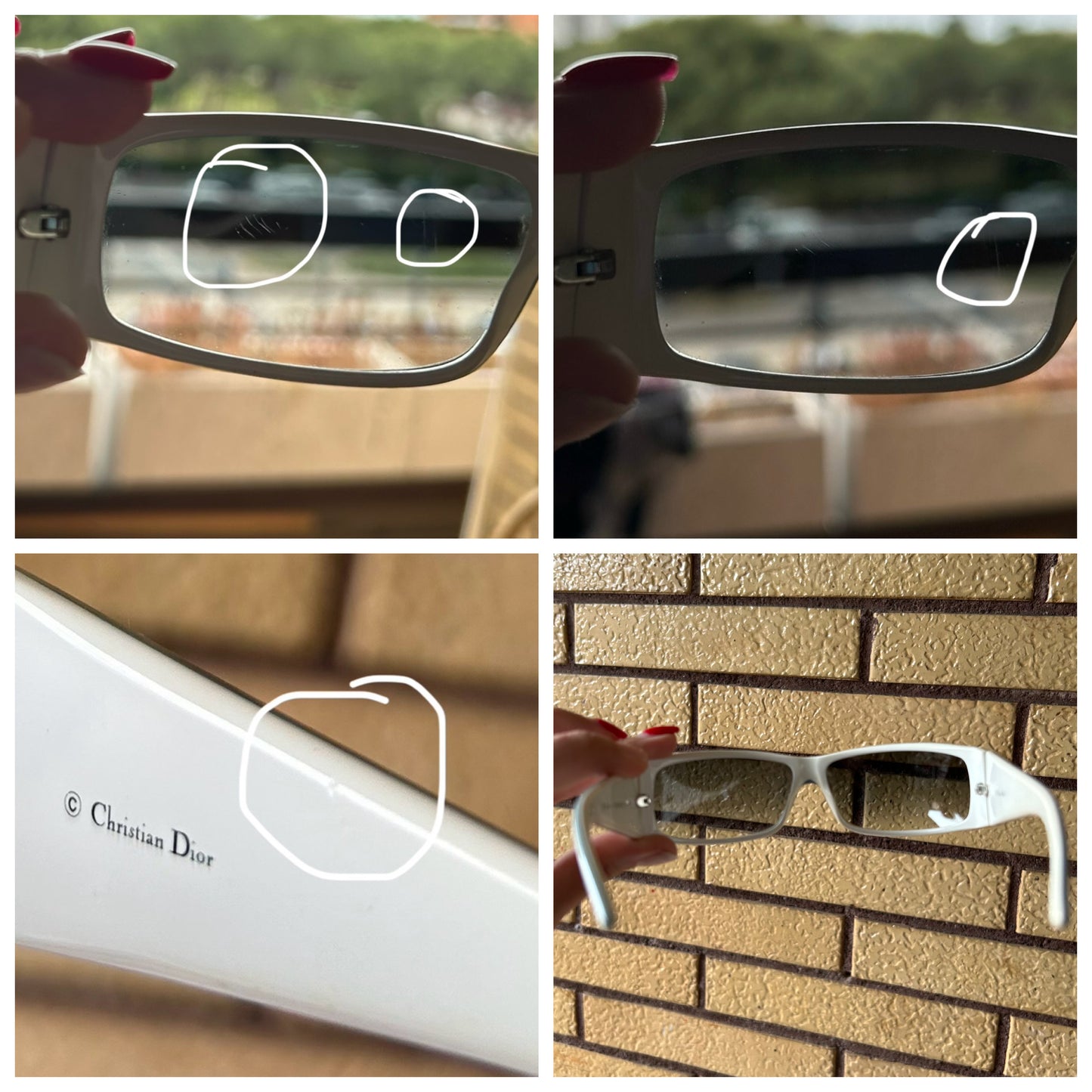 Occhiali Dior Overshine vintage y2k bianchi con logo azzurrino